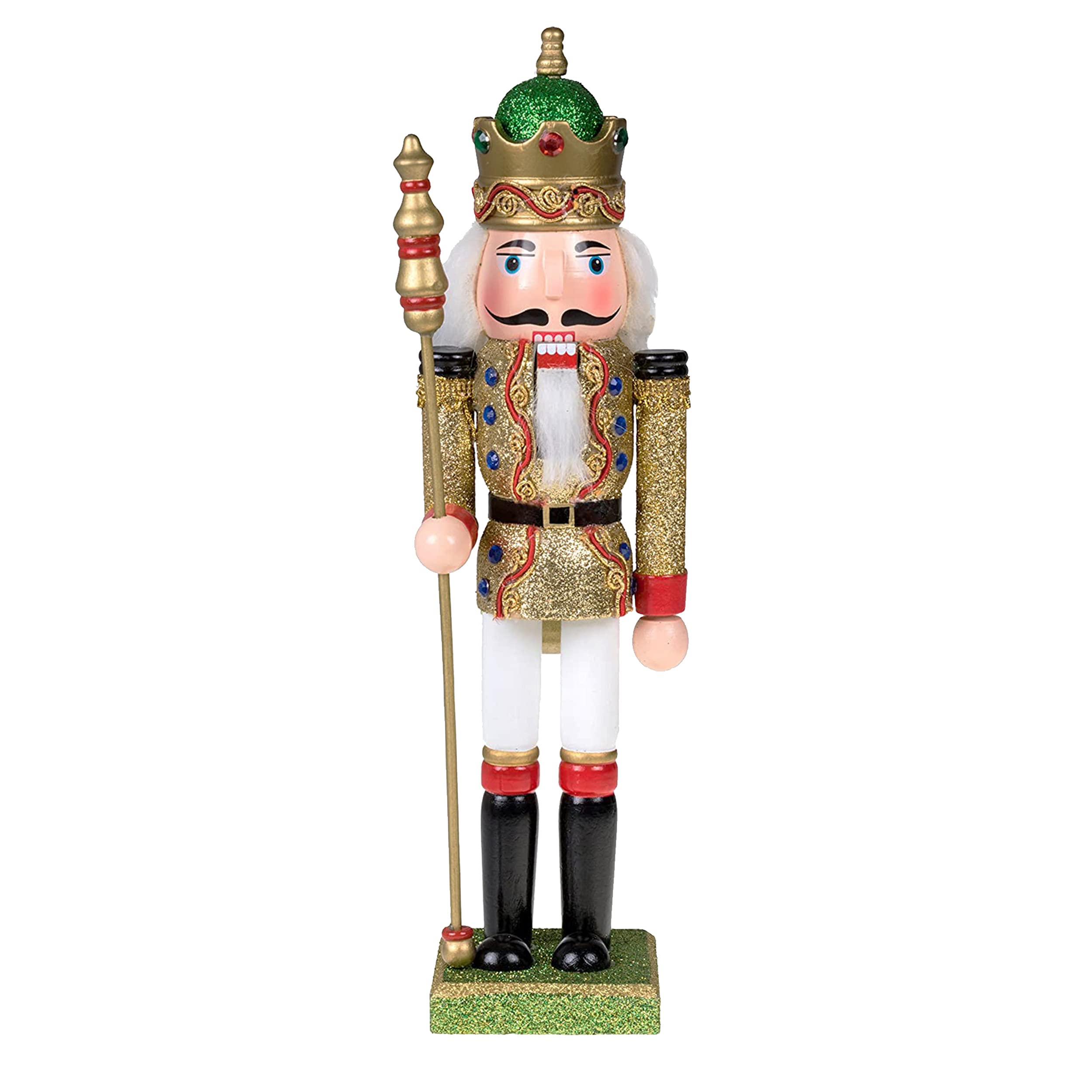 Clever Creations Gold King 12 Inch Traditional Wooden Nutcracker, Festive Christmas Décor for Shelves and Tables