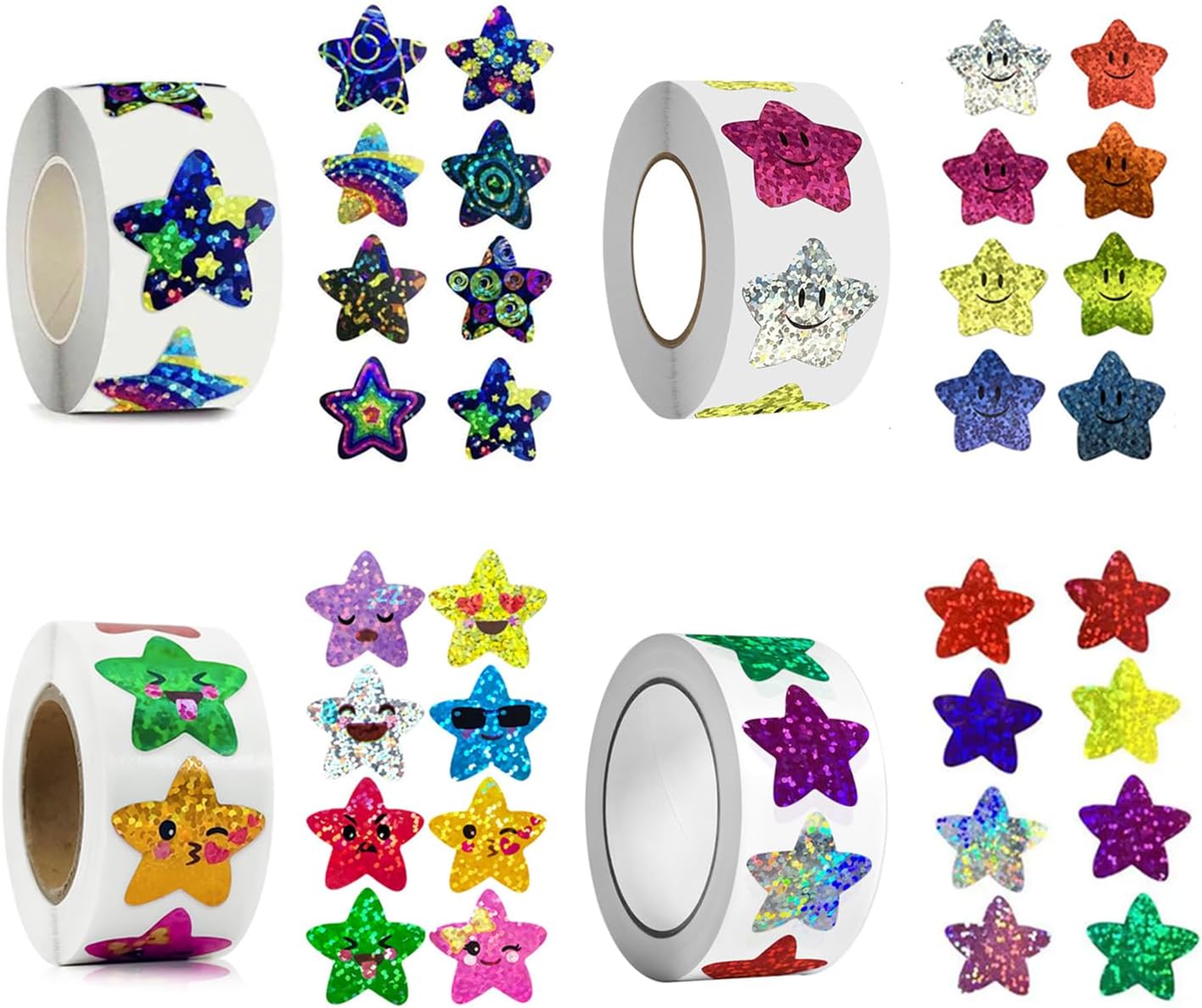 2000 Pcs Shiny Star Stickers for Children Students Teachers Classroom, Self Adhesive Reward Smile Stickers, 2.5 CM Motivational smiley face Gold Star Sticke