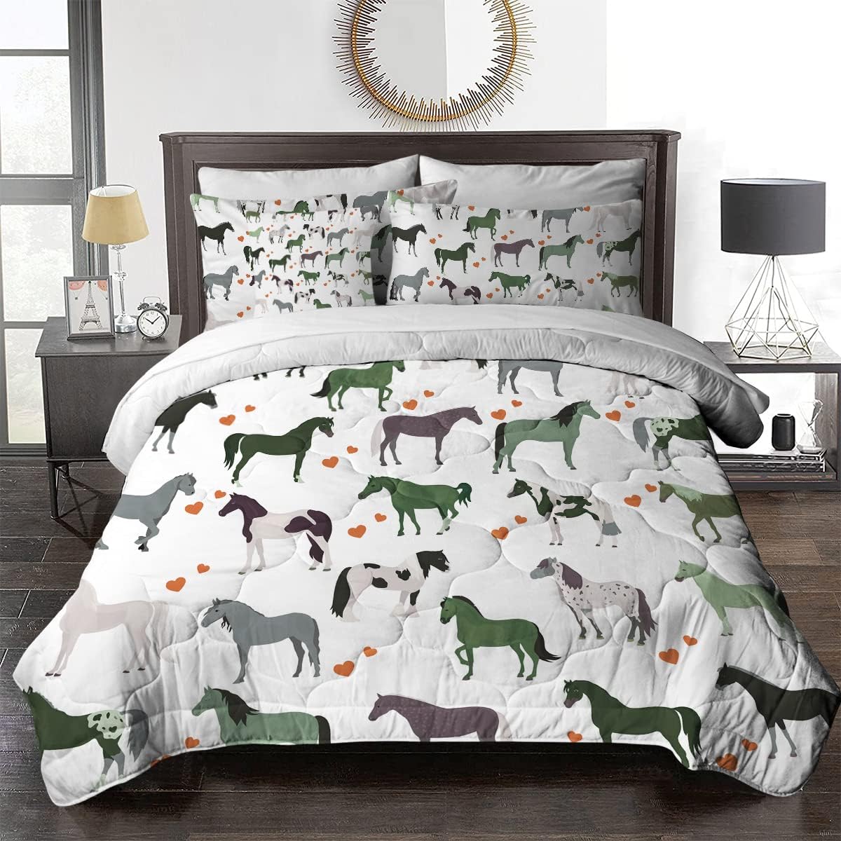 BlessLiving Horse Comforter Set Twin Horse Bedding for