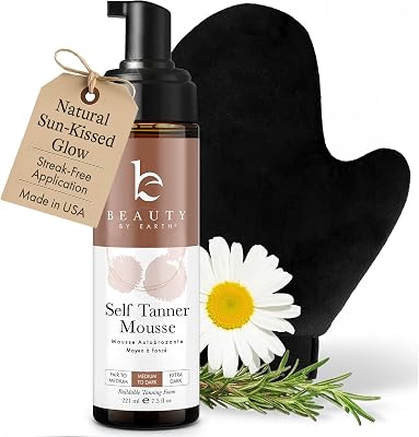 Self Tanner Tanning Mousse Kit - USA Made with Natural & Organic Ingredients, Self Tanner Mousse and Mitt, Tan Kit, Fake Tan Tanning Foam, Medium to Dark, Sunless Tanners Best Sellers