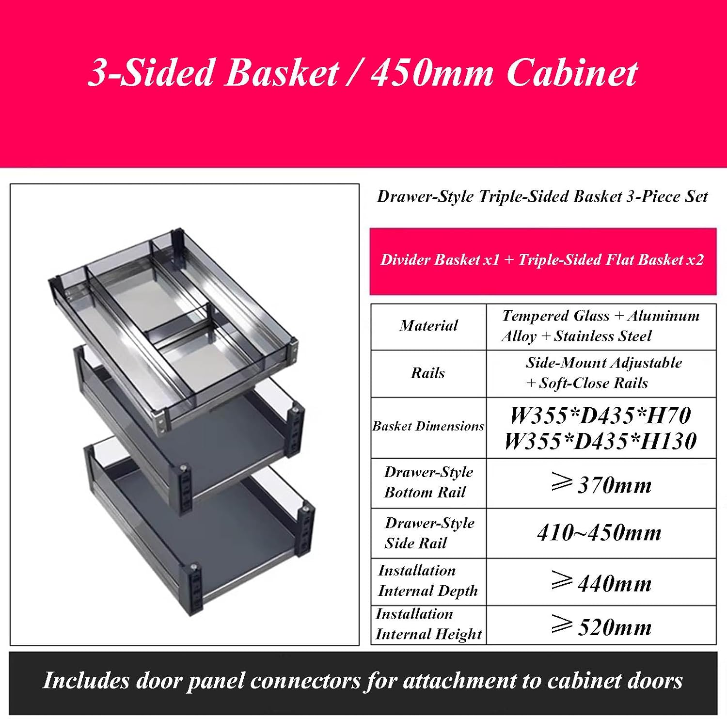 Pull Out Home Organizers 3-Tier Slide Out Shelf Under Cabinet Storage Multi-Use Sliding Drawer for Under Kitchen Bathroom Sink Organizers and Storage