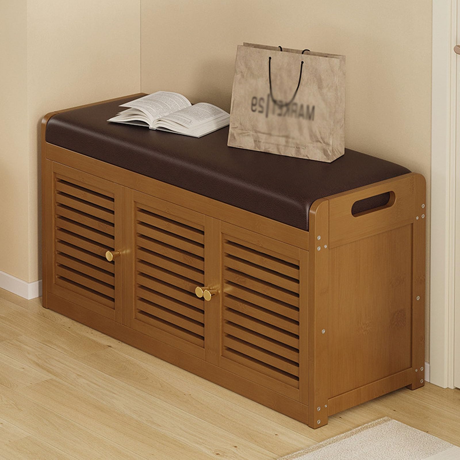 Meuble à chaussures de 89 cm avec banquette et portes pour l'entrée