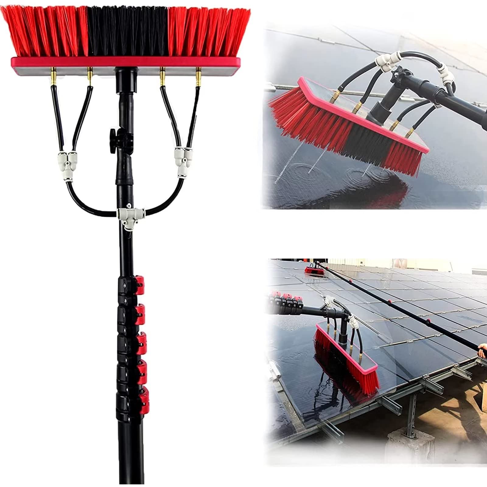 GYEQXKT Telescopic Water Fed Pole - 3.6m Reach, 30cm Brush for Cleaning Gutters, Solar Panels, and Windows - Ultimate Window Cleaning Tool