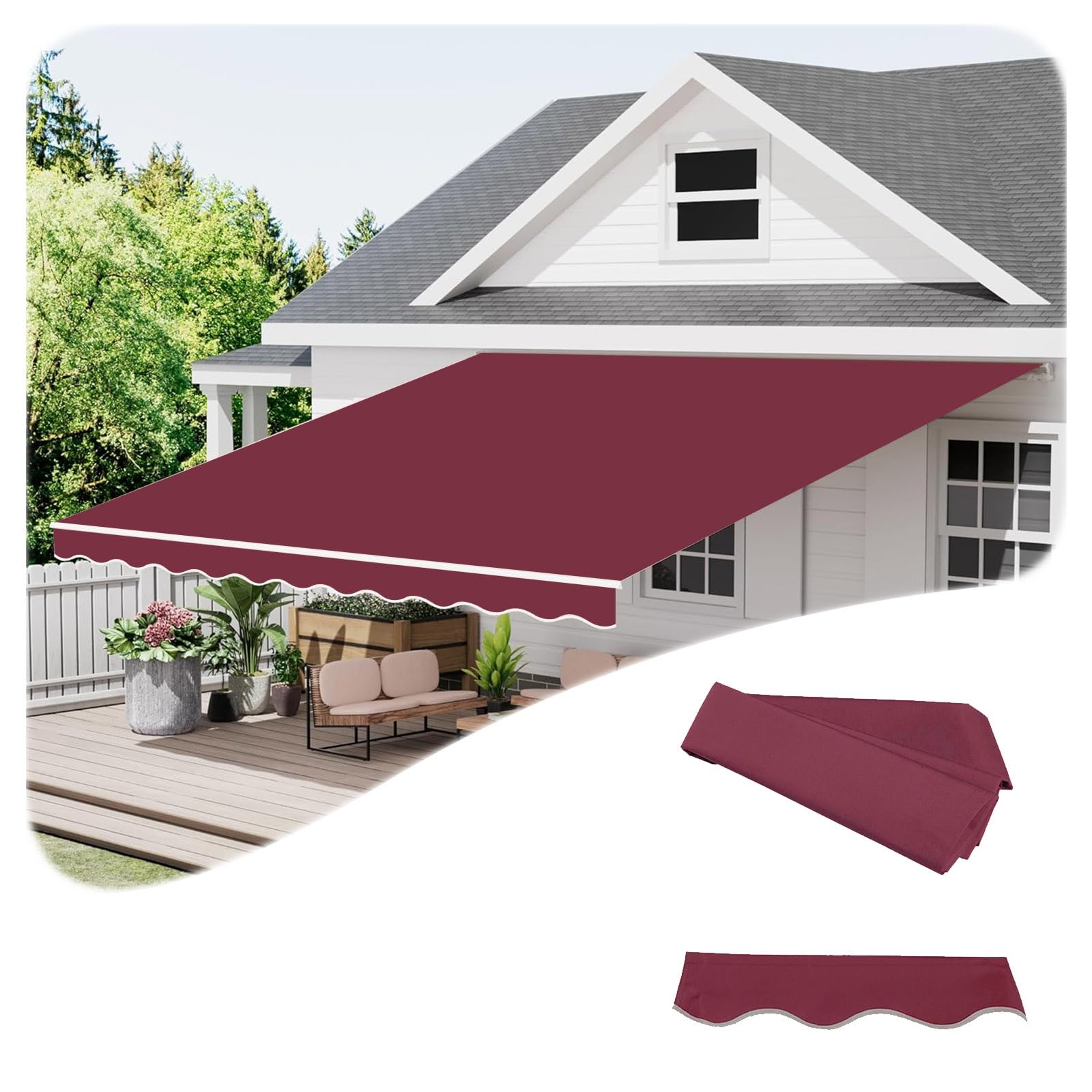 Tissu de store rétractable imperméable rouge vin anti-pluie Sune
