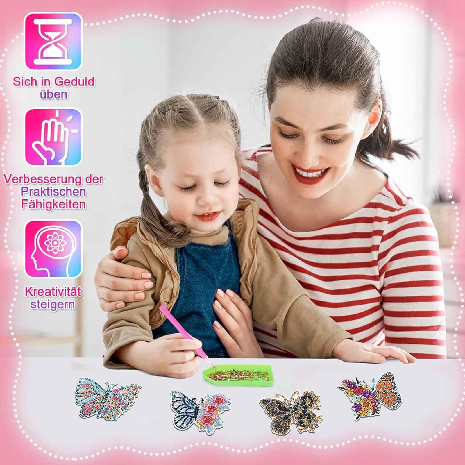 8-teiliges Diamant-Kunst-Untersetzer Set – DIY 5D Huhn-Motive, Mit Zubehör, Für Heimdekoration & Geschenke