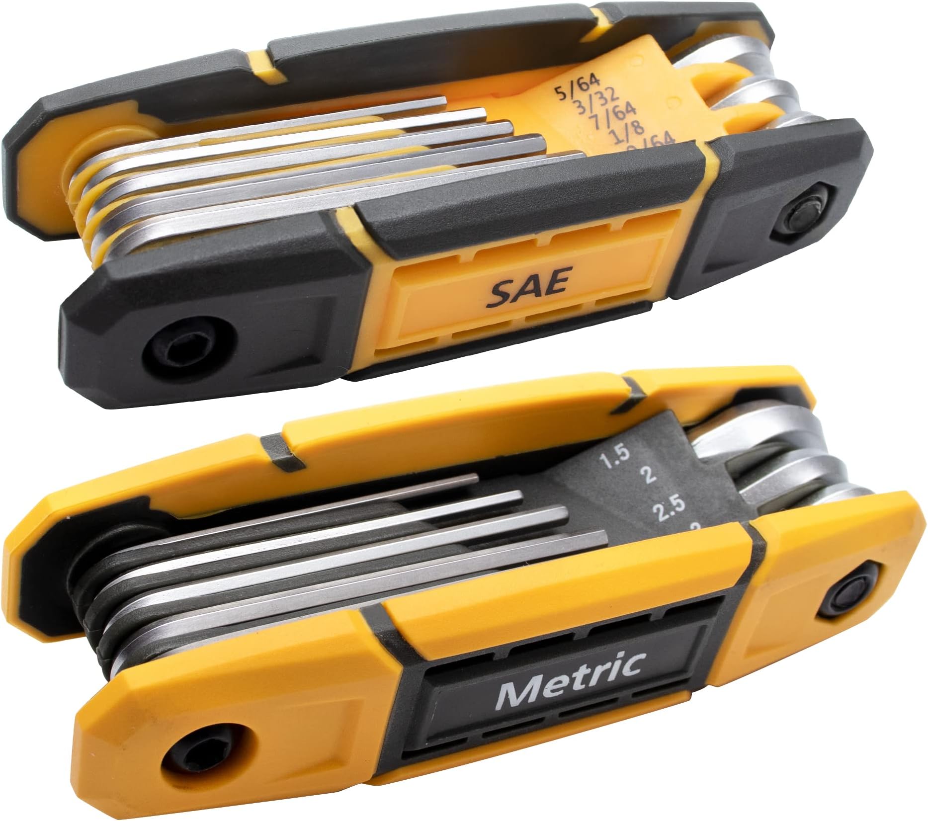 17pcs Folding Allen Wrench Set with Grip | Metric & Standard SAE - Key Tool 2 Pack Portable Hex for Basic Home Repair and General Applications