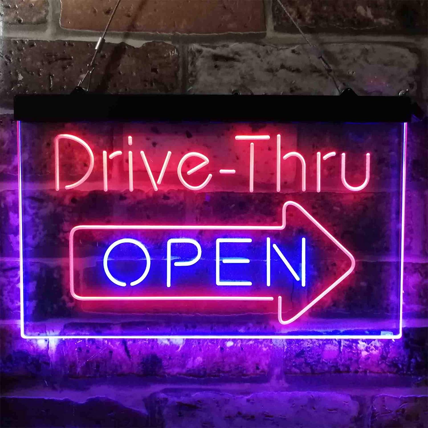 ADVPRO Drive Thru Open Arrow Right Dual Color LED Neon Sign Red & Blue 24 x 16 Inches st6s64-i3886-rb
