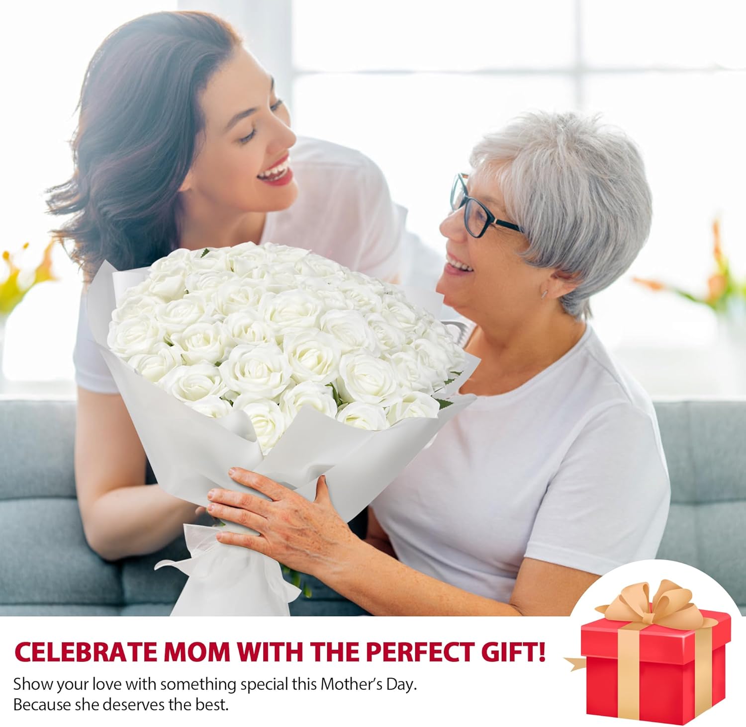 White Roses Artificial Flowers Bulk, 52Pcs Fake Roses White Flowers, DIY Silk Faux Roses Bouquet, Realistic White Faux Flowers Mohter's Day Valentine's Day Decor - Image 6