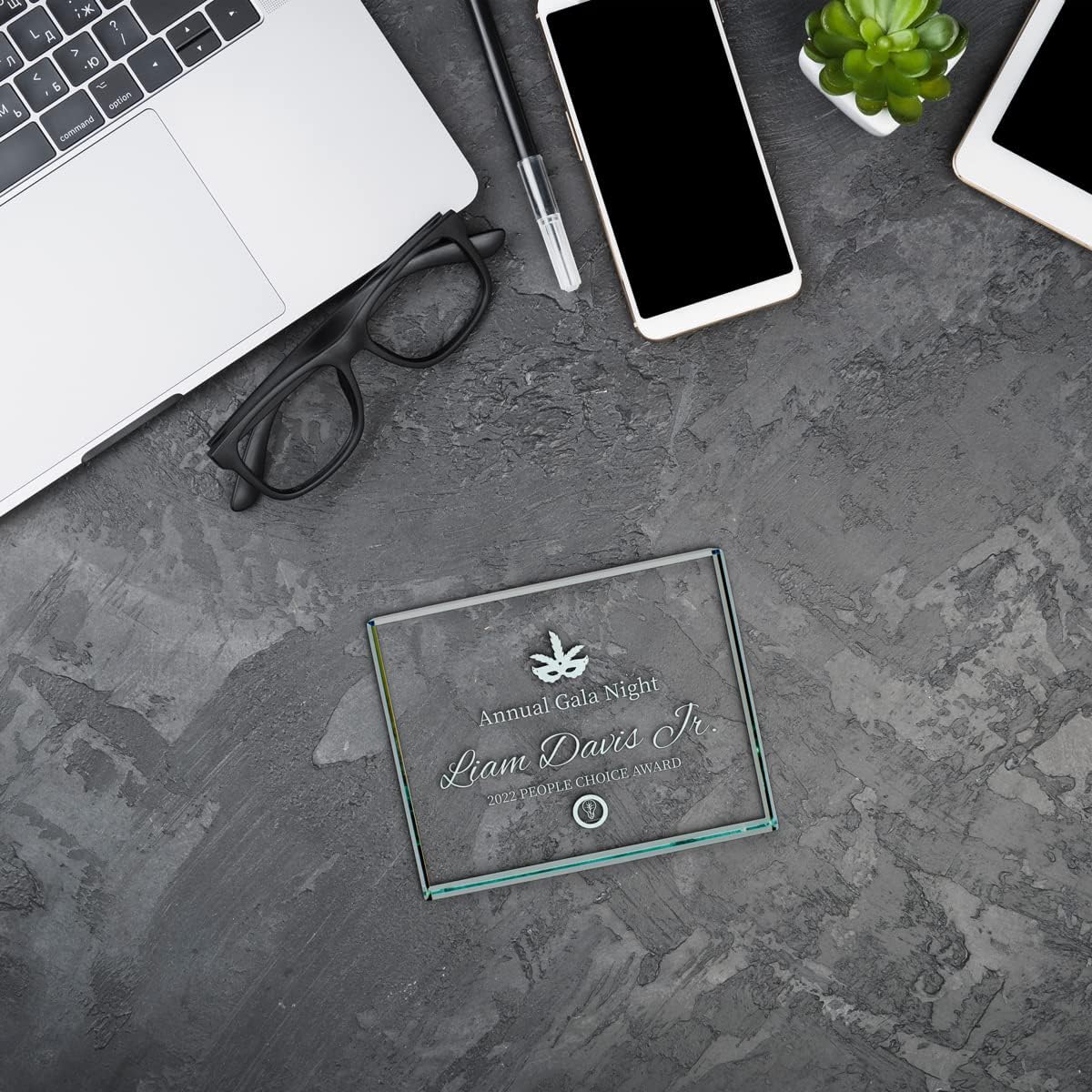 Customized Crystal Paperweights Offered in Variety of Sizes and Shapes Personalized with your Text and Logo. Great for Corporate Award School and Sports Recognition and Retirement (4 x 3" Rectangle)