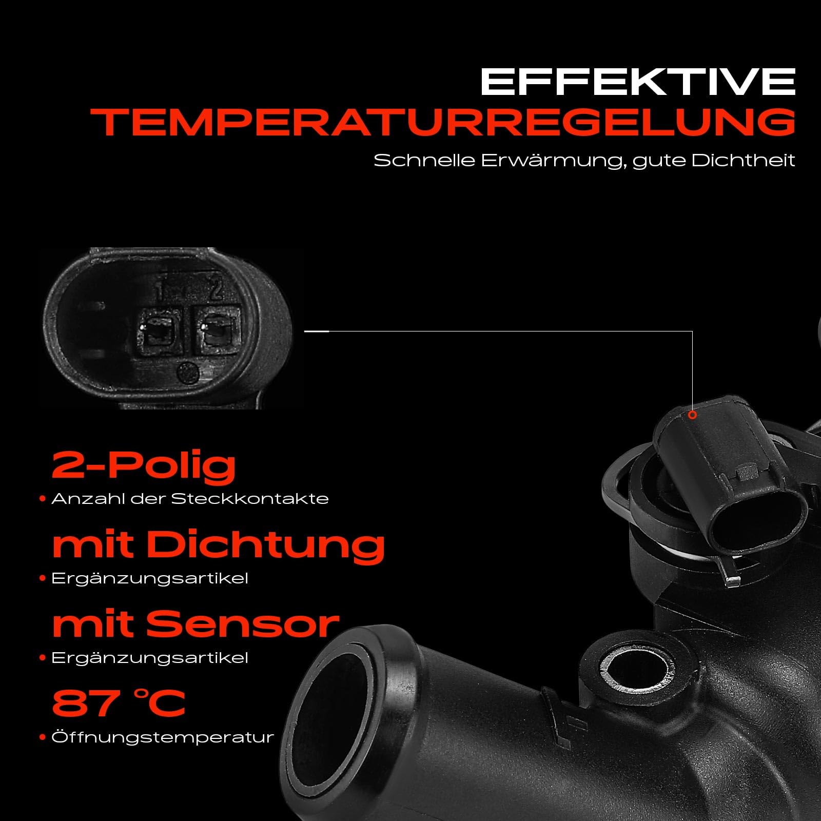 Frankberg Termostato del liquido di raffreddamento 87°C 6682030075 | Compatibile con: Classe A W168, Vaneo 414
