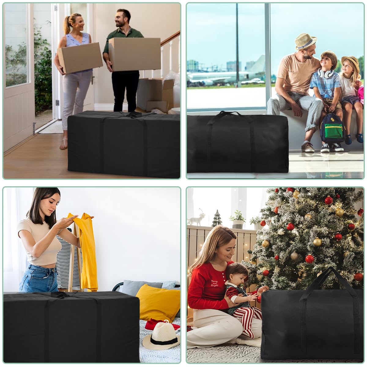 Borse Stoccaggio 160L 90x55x33Cm XXL Borsa Porta Cuscini da Esterno Nero