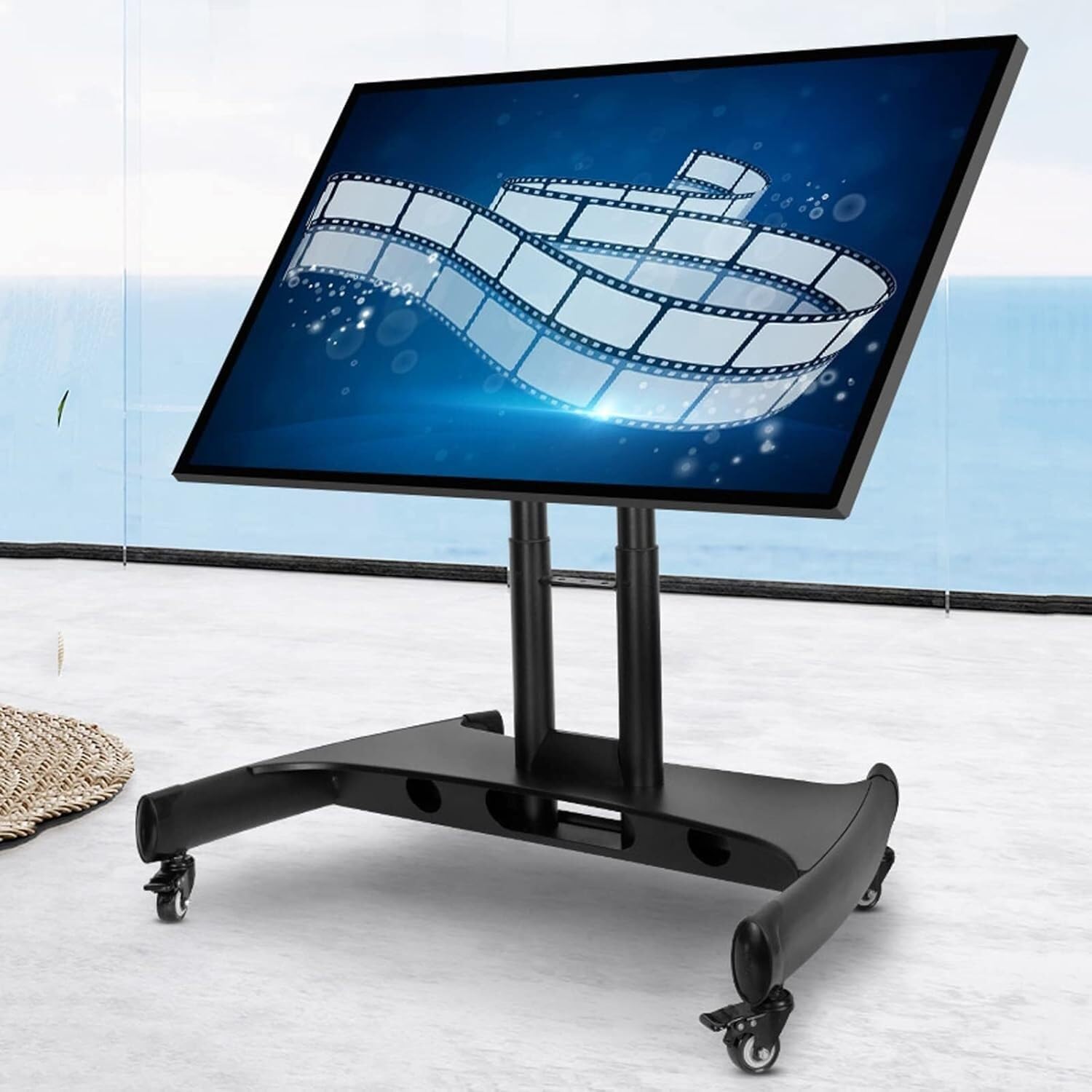 SGKOMN Monitor Arms TV Stand Mobile TV Cart, Suitable for Rolling Floor Stand with Adjustable Height for 32-75 Inch TVs