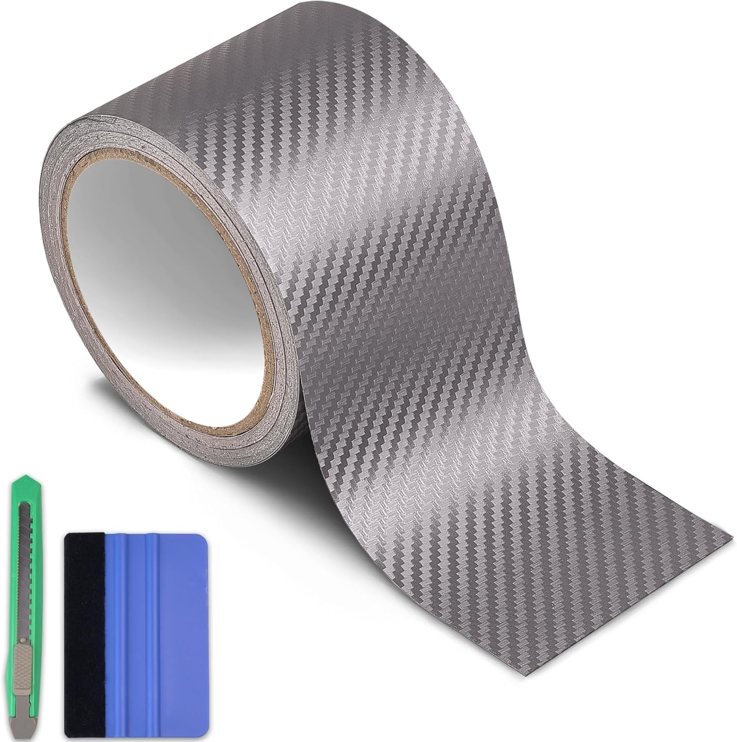 Arespark Bike Frame Protection Tape, Bicycle Frame Protector Paint Film Bike Decals Stickers, 3D Grey Carbon Fiber Vinyl Wrap Pattern Frame Guard Wrap for Mountain/Road/Ebike(3in x 30ft)