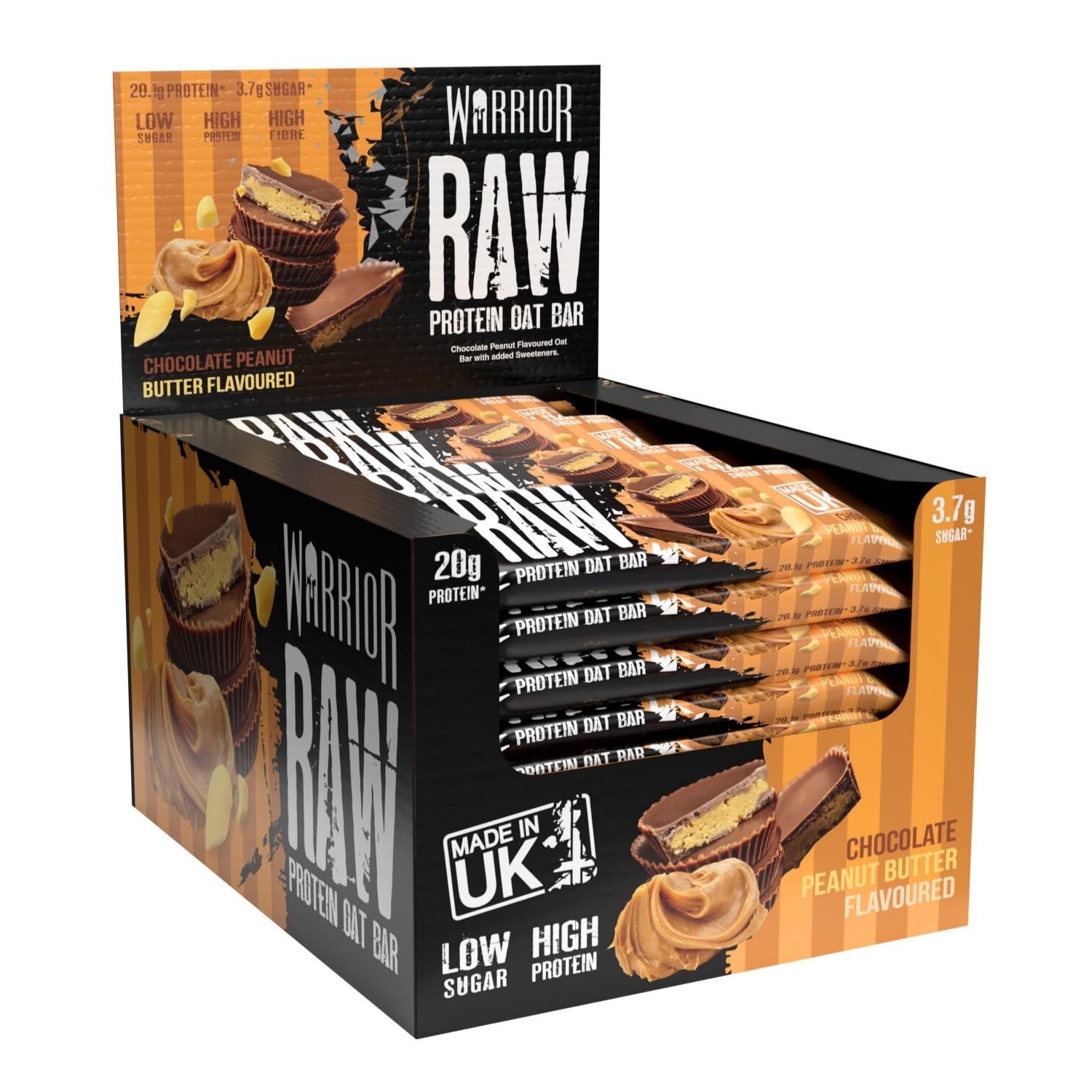 Warrior RAW Protein Bars 12 x 75g – 20g High Protein Bar, Low Sugar High Fibre Oat Protein Flapjack – Protein Snacks, Meal Replacement Bars (Chocolate Brownie) — view 38