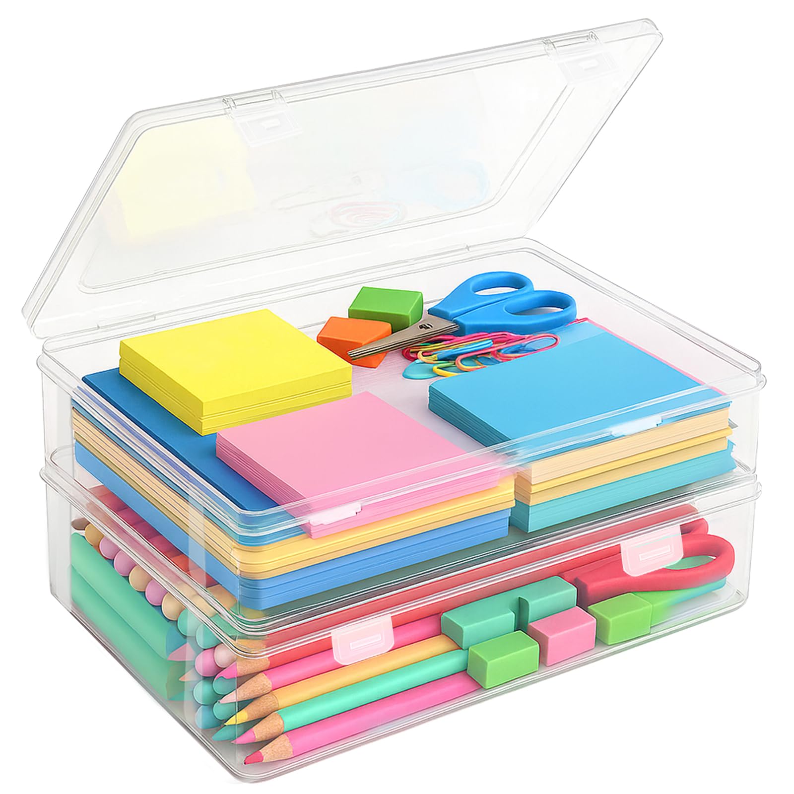 Cajas Almacenaje Plastico con Tapa Apilables 31x22x5cm 2 Piezas