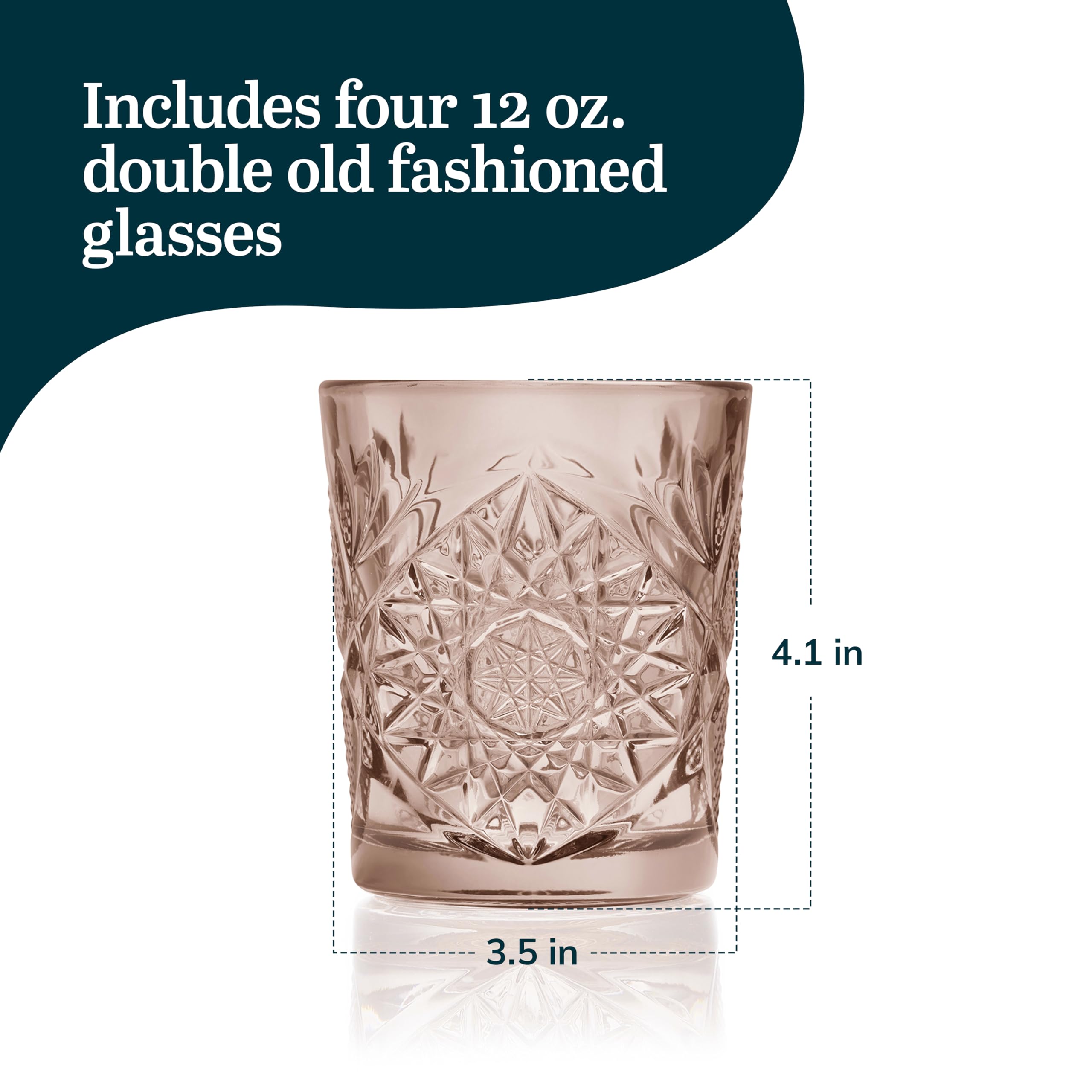Libbey Hobstar Double Old Fashioned Lot de 4 verres Rose 355 ml