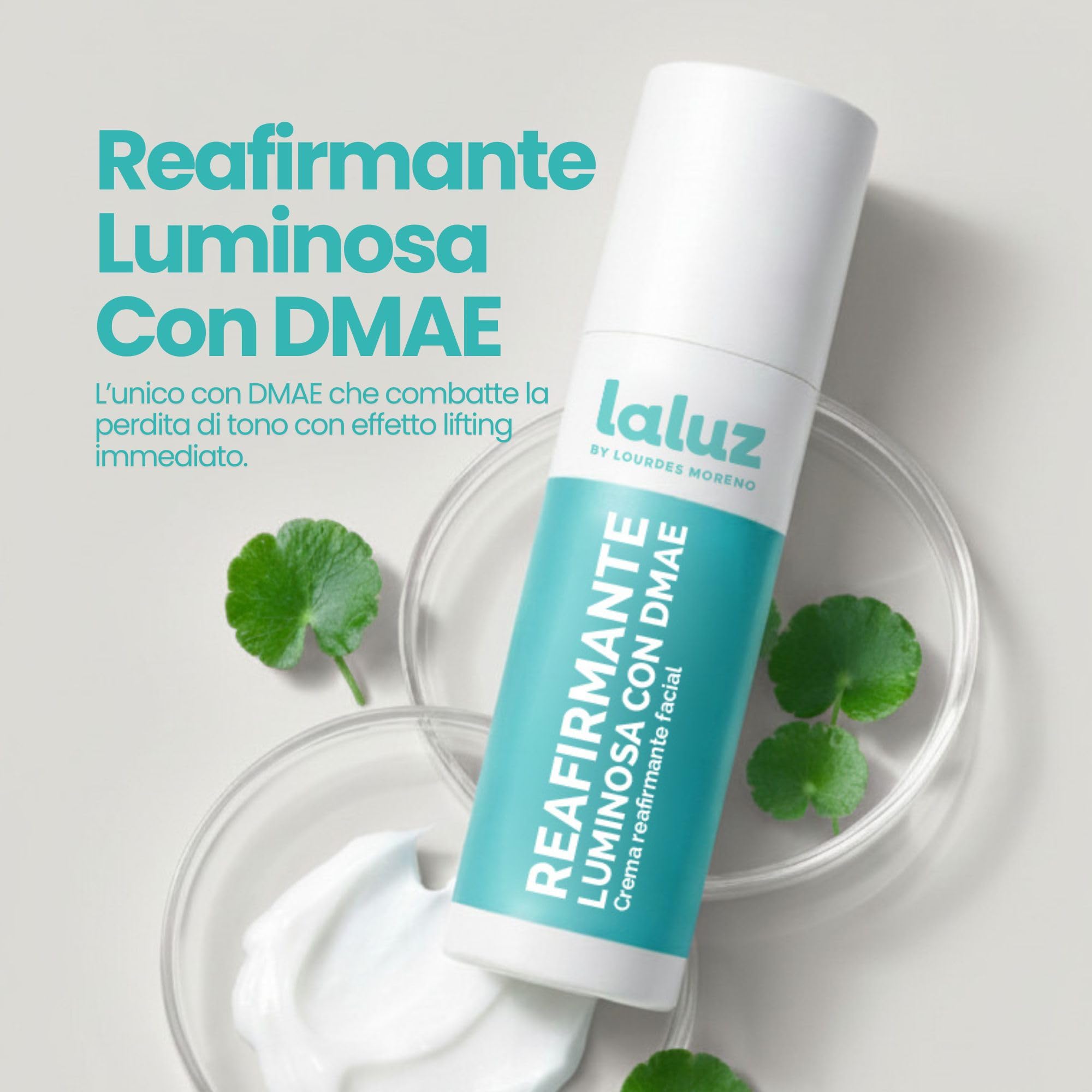 LaLuz by Lourdes Moreno | Crema Viso Antirughe Donna con DMAE | Crema Rassodante e Lifting Immediato per Viso, Collo e Décolleté | con Vitamina C | 50 ml