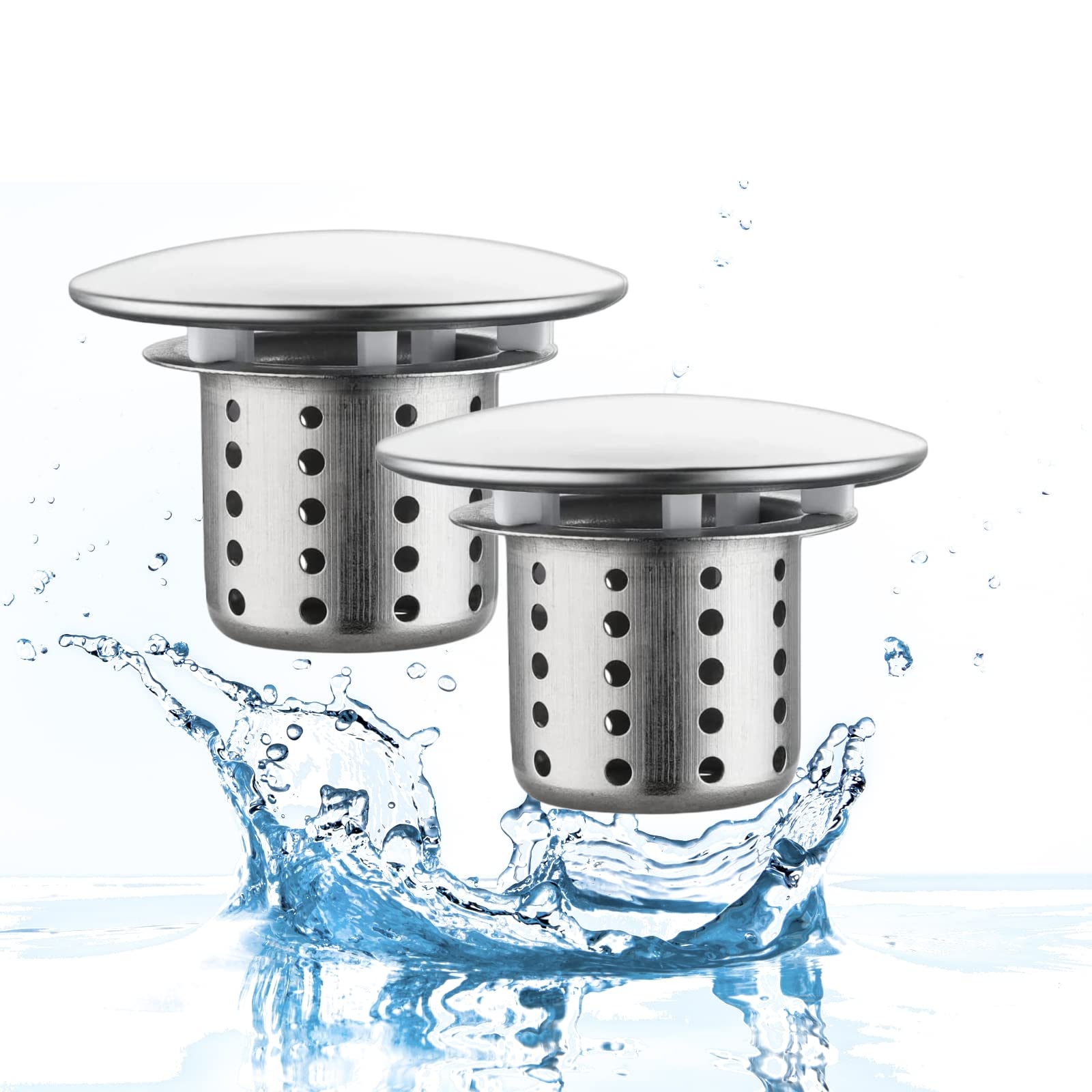 ESMUSSSEIN 2PCS Drain Hair Catcher Tub Drain Protector Bathroom Sink Strainer Bathtub Drain Filter Stainless Steel Drain Hair Trap cover for Bathtub/Drain