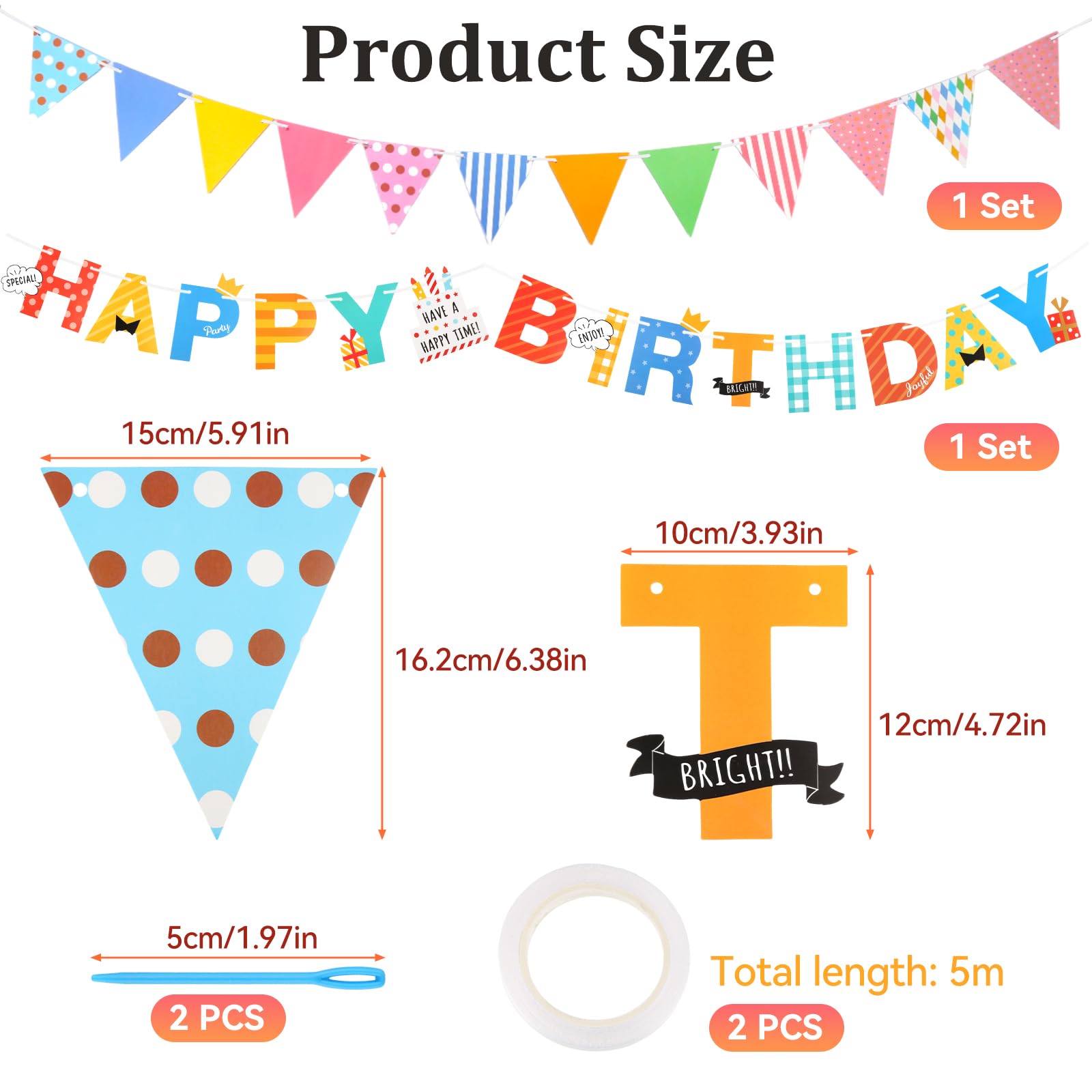 Bouwstenen - Verjaardagsslinger - Happy Birthday-slinger voor kinderverjaardag, feestdecoratie voor jongens en meisjes, verjaardagsdecoratie, verjaardagsfeest banner vlaggetjesslinger