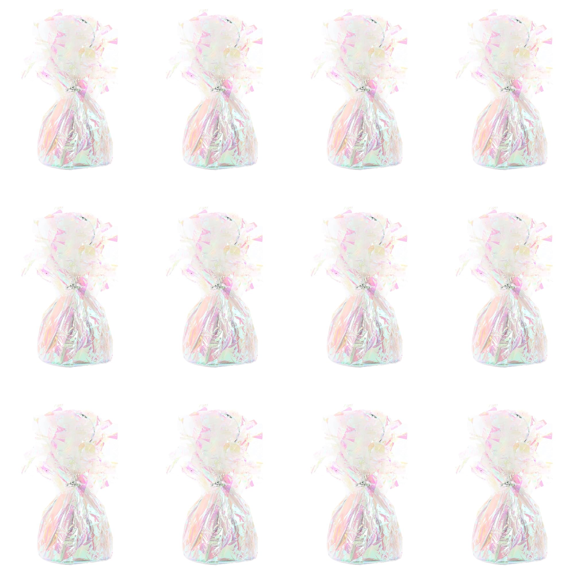 Foil Balloon Weights for Helium Balloons in Iridescent Foil - 12x 160g Heavy Balloon Weights Birthday Party Wedding Celebration Décor with Tassles