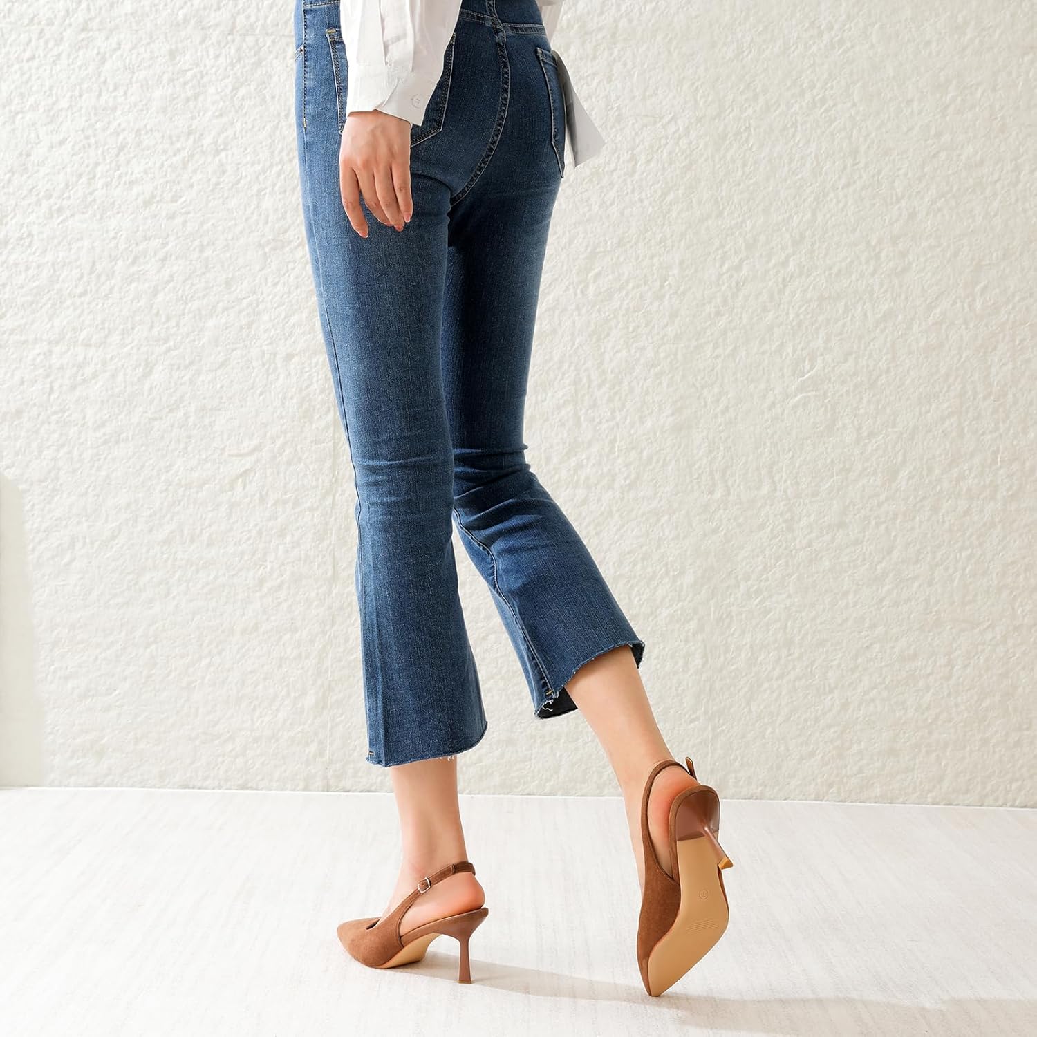 Susanny Slingback Heels for Women Pointed Closed Toe Stiletto Kitten Women's Sexy High Heeled Pumps Stray Casual Dressy Shoes Comfortable Wedding Brida Party Office - Image 6