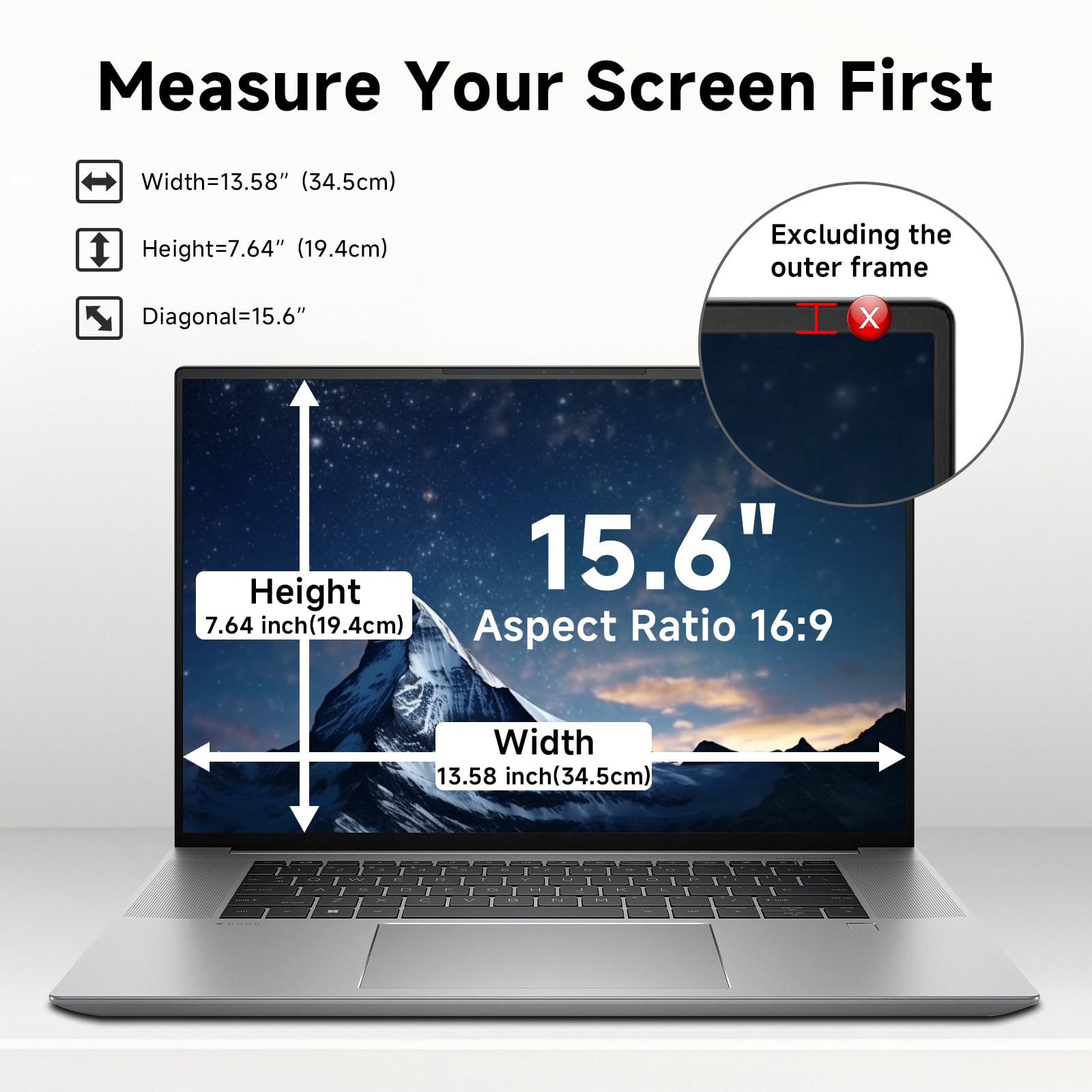 STARY Schermo magnetico per laptop da 15,6 pollici, formato 16:9