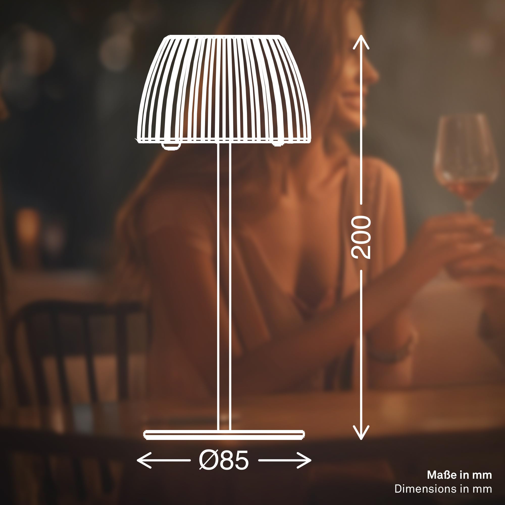 BRILONER - Riffle Mini lampara de mesa sin cable LED inalámbrica IP44 con borde luminoso, regulador táctil, lampara mesita noche sin cable, ganadora del German Design Award 2025, 8,5x20 cm, blanco