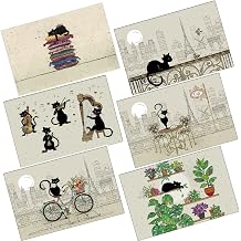 Set of 6 Assorted Place Mats, Table Placemats - Cats in All Their Conditions Cyclists, Musicians, Tourists in Paris, Sleepy Easily