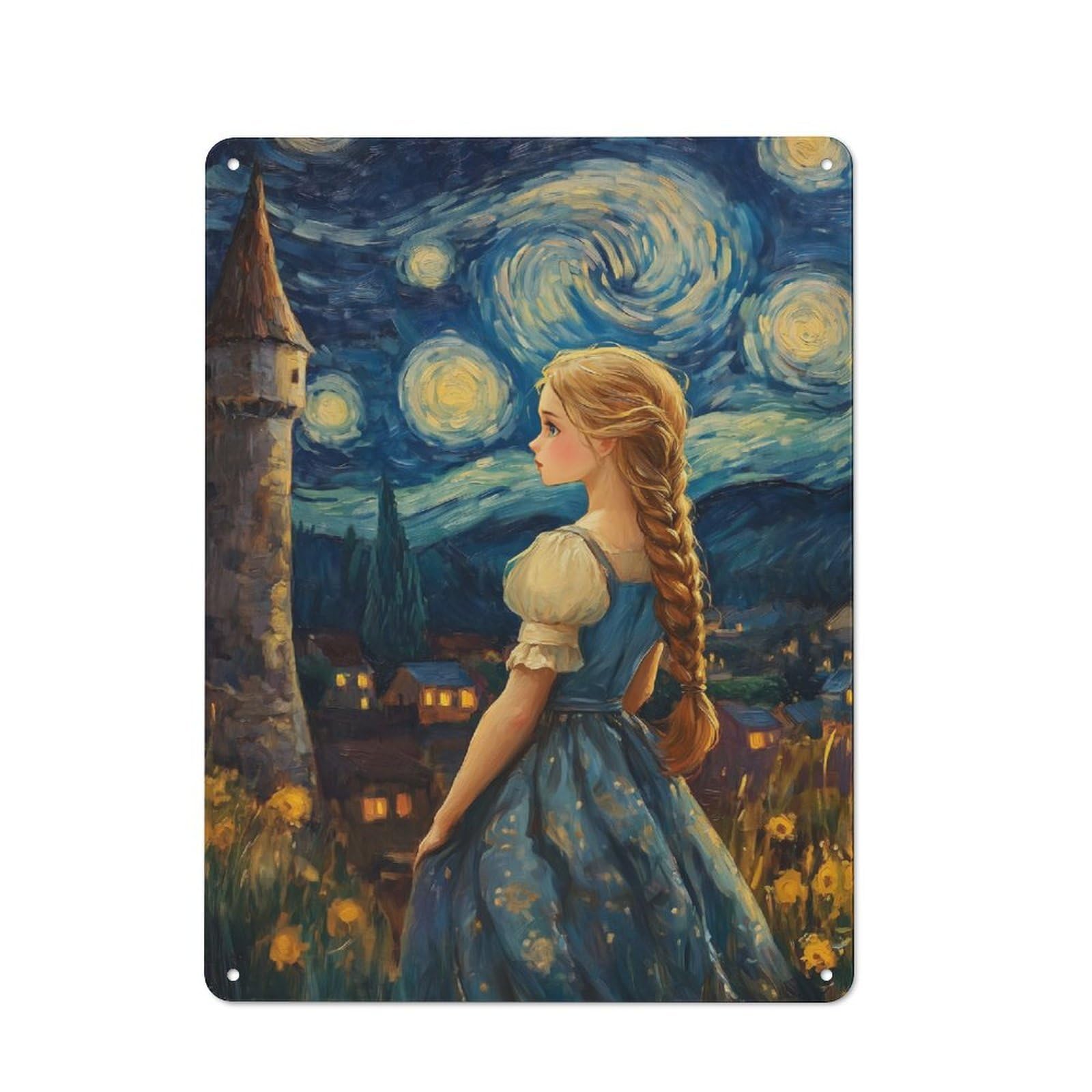 Junmoney Girls Style-1 Starry Night Printed Metal Sign 40X30cm For Man Cave Or Games Room, Suited To Games Room Collectors