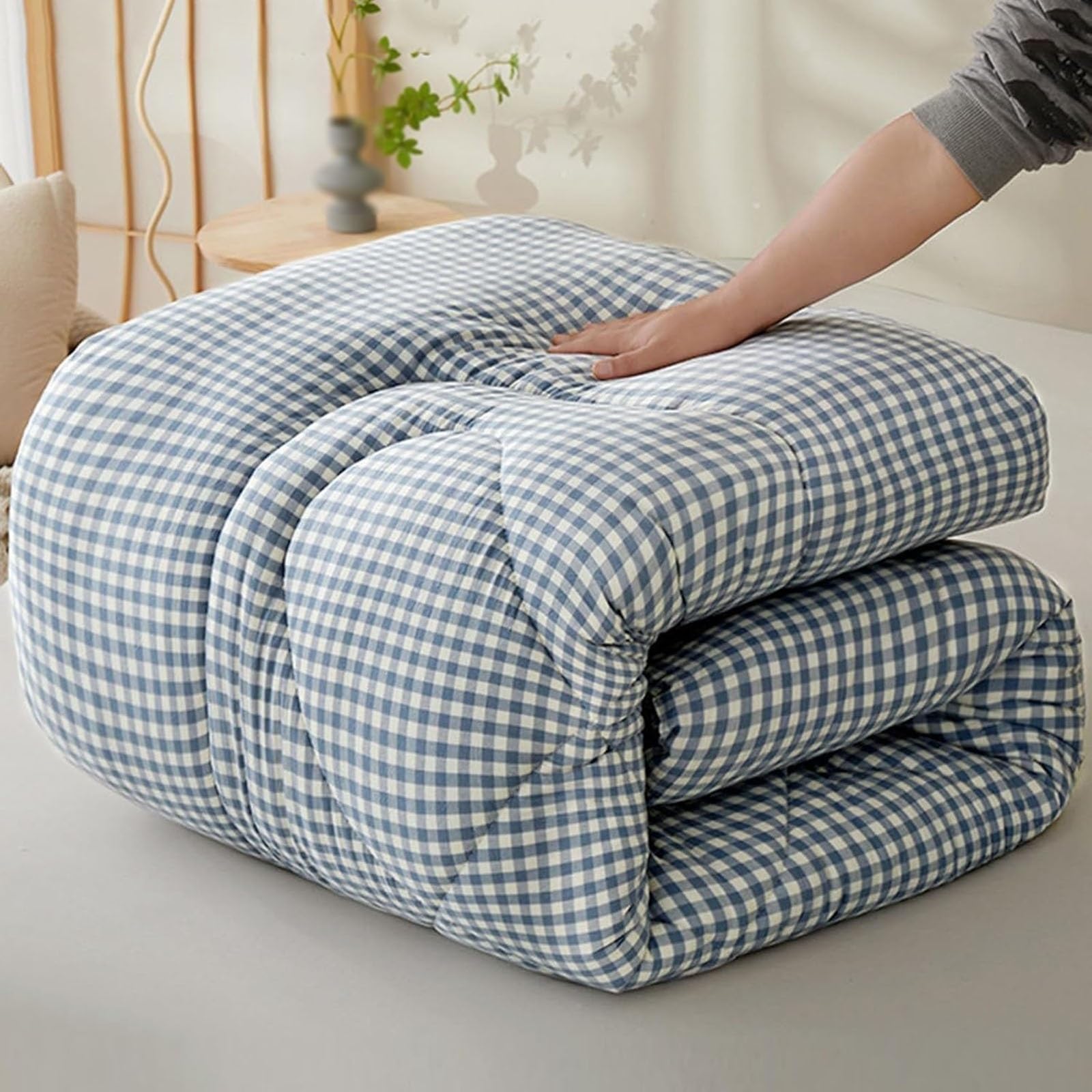 Japoński materac futon, składane miękkie łóżko na kemping, do domu i akademika, tradycyjny futon rozwiązanie do spania (szaro-brązowy, 90 x 200 cm)