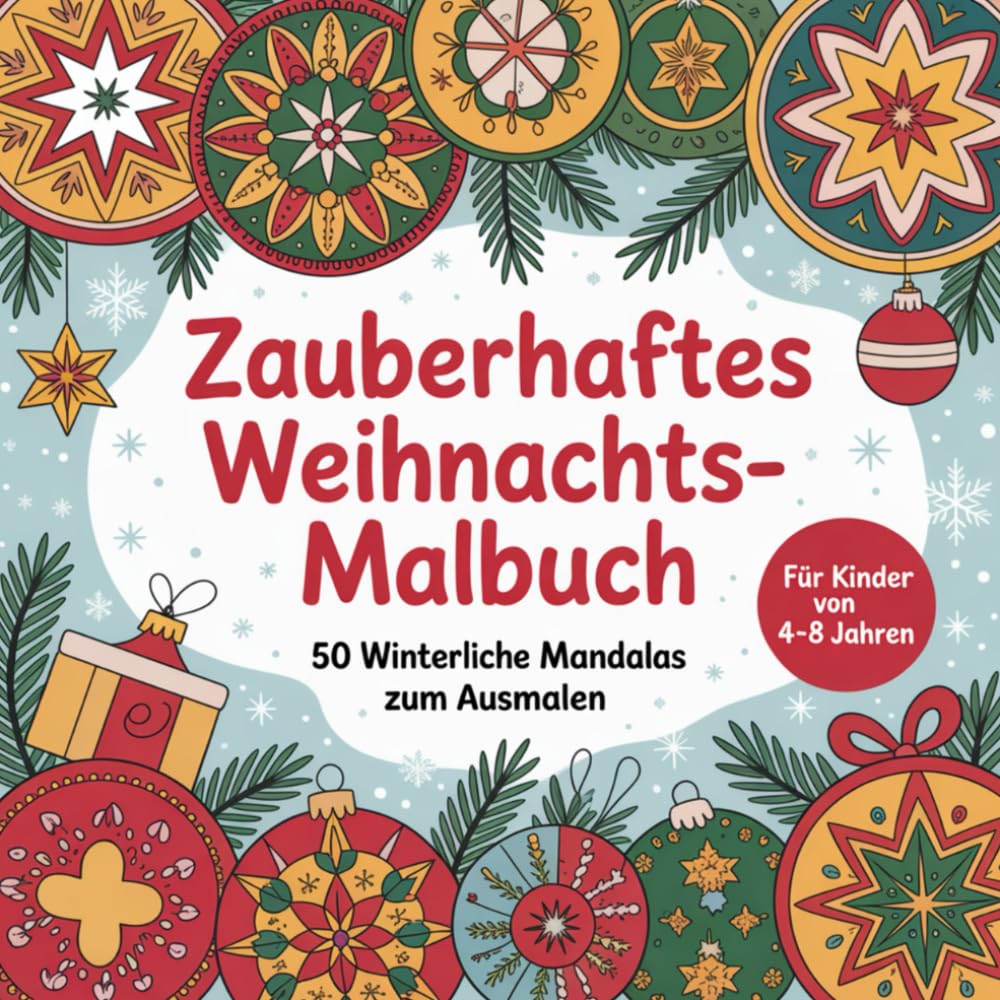 Zauberhaftes Weihnachts-Malbuch - 50 Winterliche Mandalas zum Ausmalen für Kinder von 4-8 Jahren