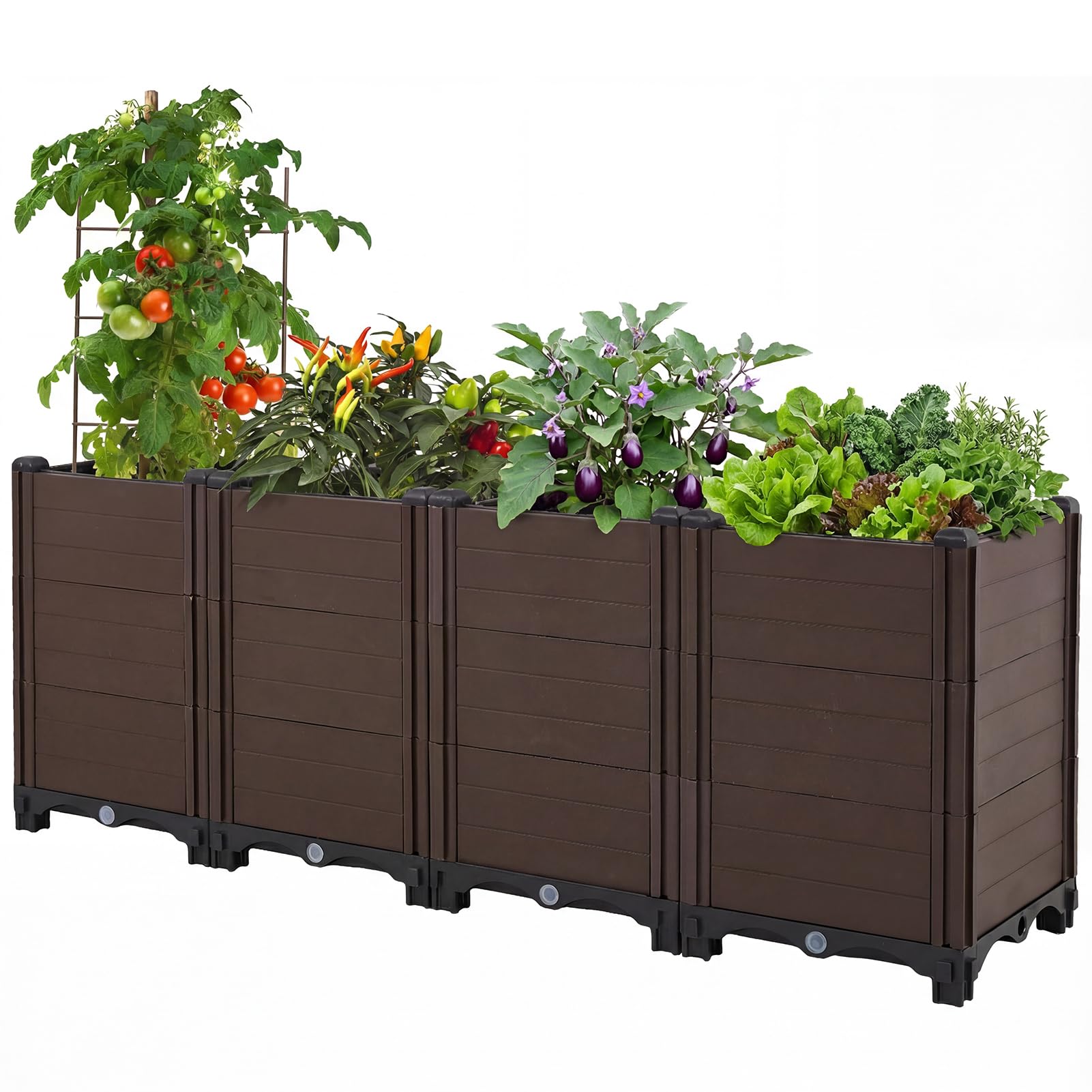 Warmiehomy Raised Beds for Garden with Drainage Holes, 120x30x46cm