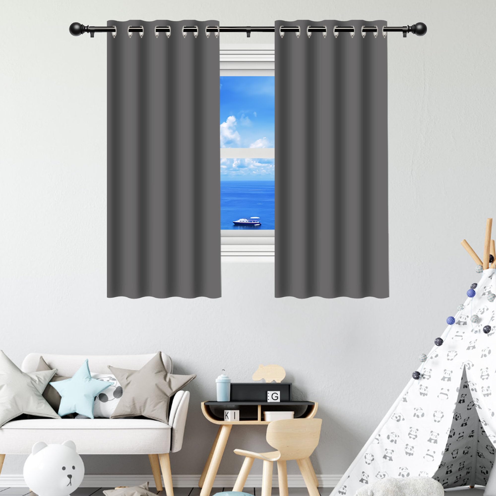 Rideaux occultants pour chambre rideau thermique opaque gris foncé de salon