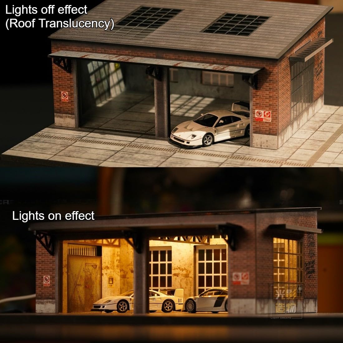 Amazon.co.jp: 1/64 ジオラマ 日本のガレージモデル、LED照明付き駐