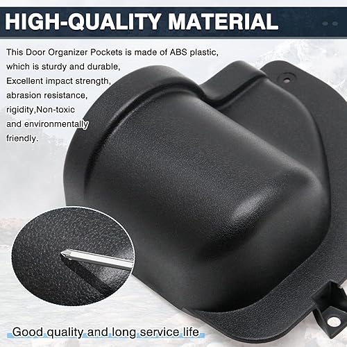 Miniatura 6 de Compatible con almacenamiento de puerta delantera Jeep Wrangler JL 2018-2023, organizador de bolsillos para puerta, portavasos, color negro, 2