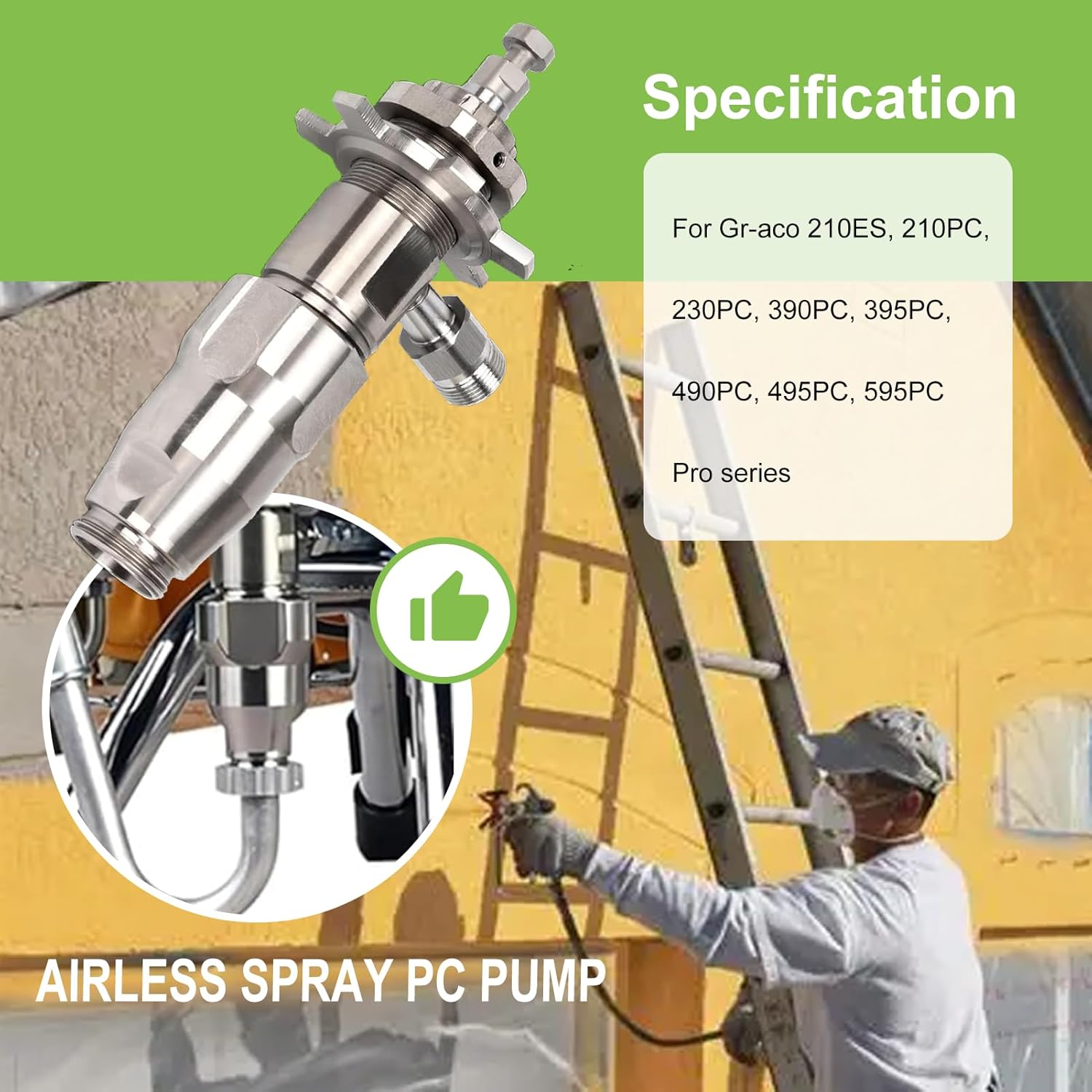 17C487/17C721 Airless Spray Pc Pump Compatible with Gr-aco 210ES, 210PC, 230PC, 390PC, 395PC, 490PC, 495PC, 595PC – Sprayers Airless Paint Sprayer, Replace 17C487 17C721 Sprayer Pump