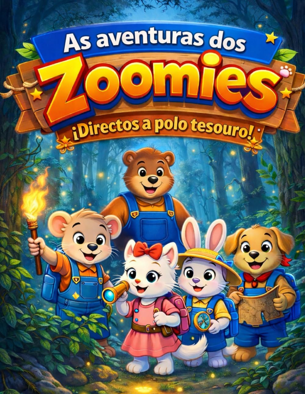 As aventuras dos Zoomies. Directos a polo tesouro! (Versión en Galego): Un conto infantil sobre o valor de compartir e dar unha segunda oportunidade | ... de colorear para nenos e nenas de 3 a 7 anos