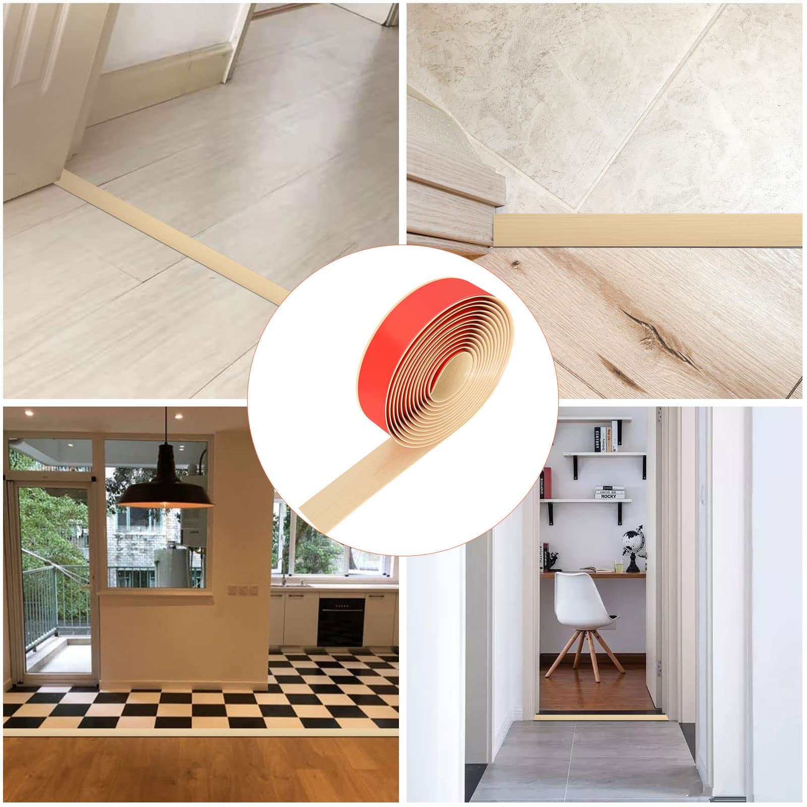 MIVIDE 400 x 4 cm, perfil de transición de vinilo, tiras de umbral, umbral de puerta, adhesivo para cubrir huecos entre laminado, suelos de madera, azulejos (color de horno)