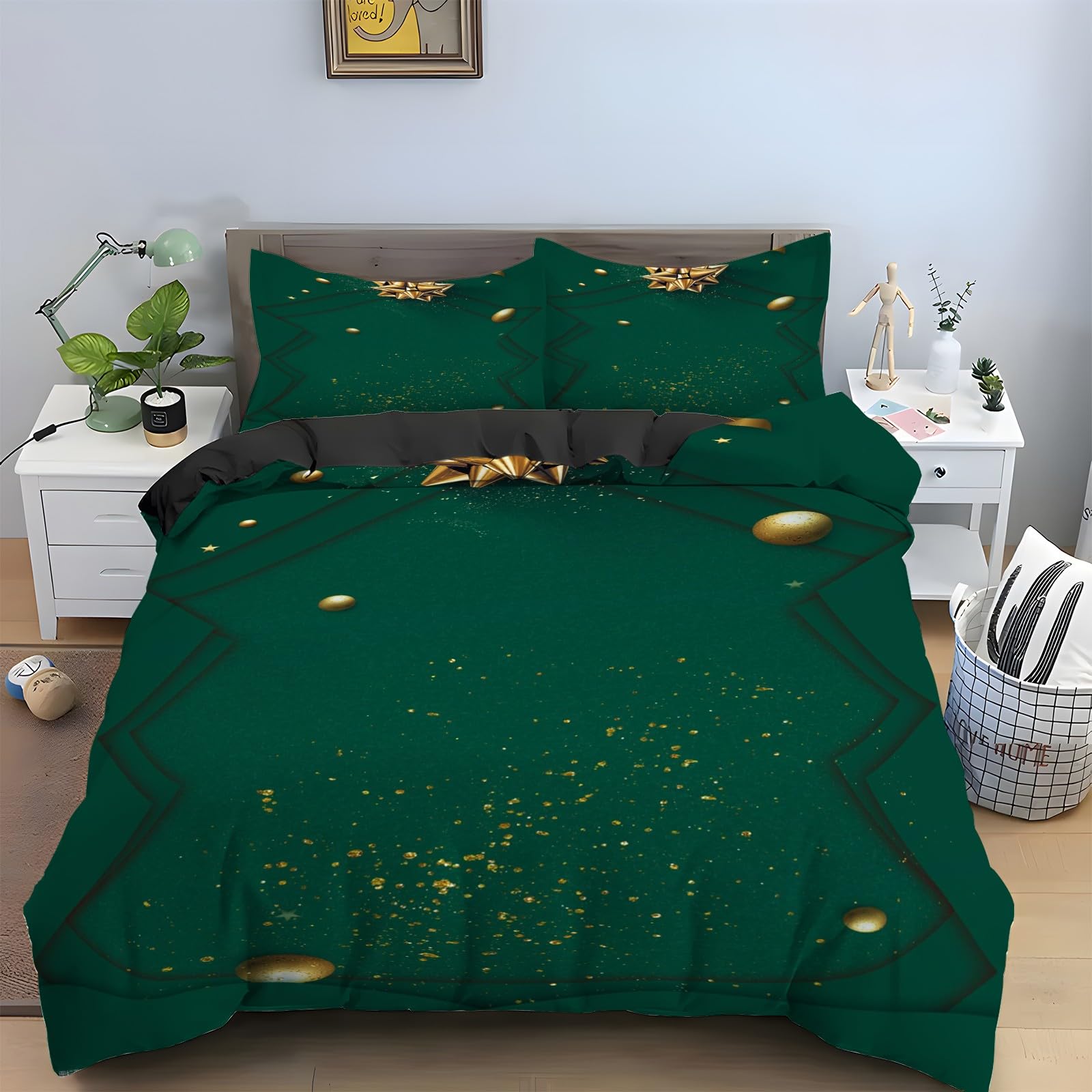 Parure de lit 90x190 Arbre de Noël avec sa housse de couette festive en microfibre douce