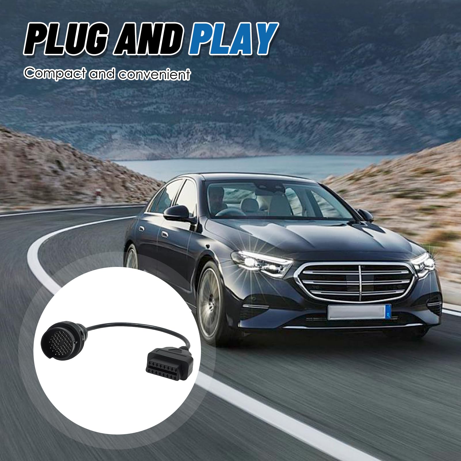 Adaptador de Diagnóstico OBD2 de 38 Pines, Conector OBD2 de 16 Pines a OBD1 de 38 Pines para Mercedes, Adaptador de Conector OBD Compatible con vehículos Mercedes, Cable de 30 cm