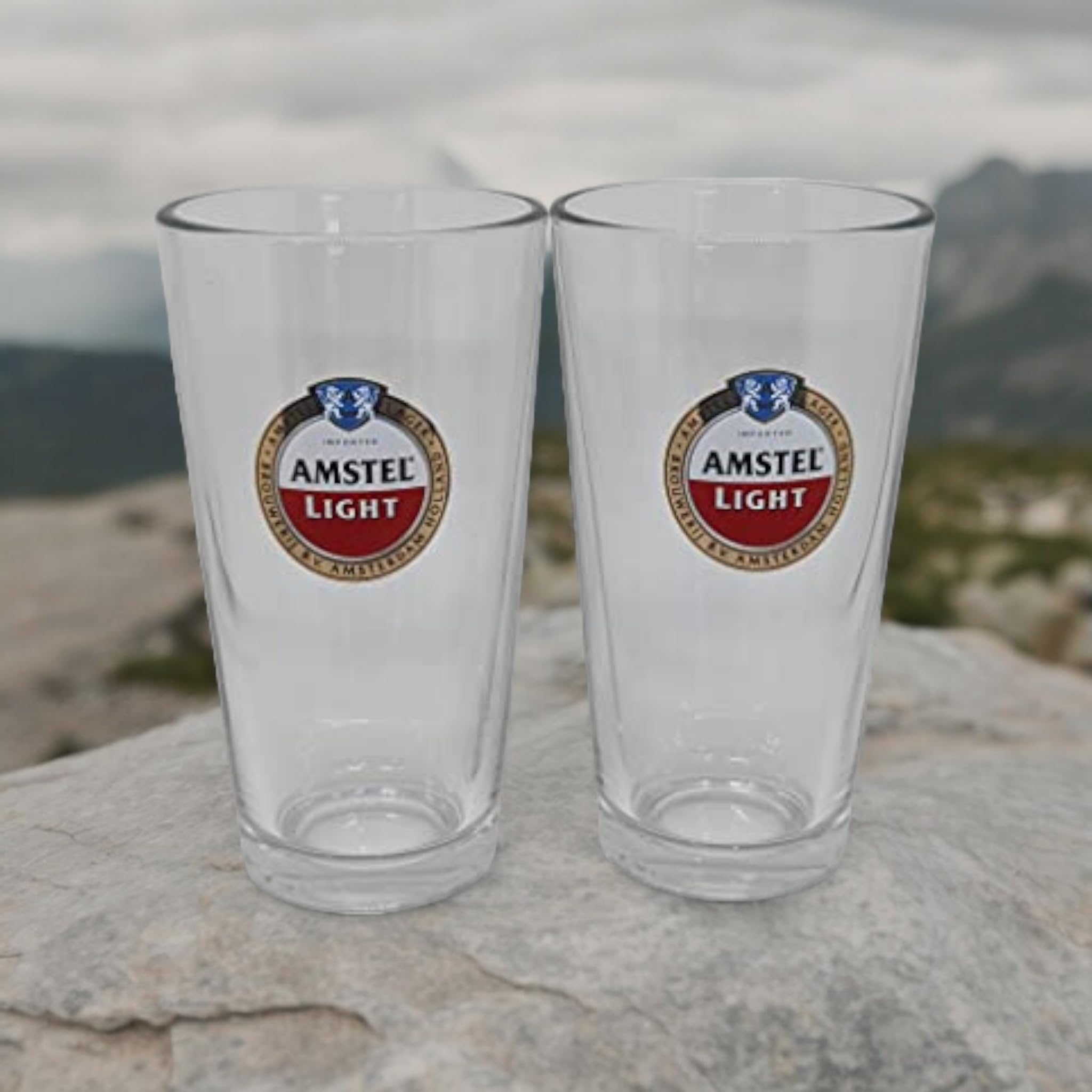 Amazon.com | Amstel Light 24 K Gold Rimmed Pint Glass | Set of 2 Glasses:  Beer Glasses: Beer Glasses