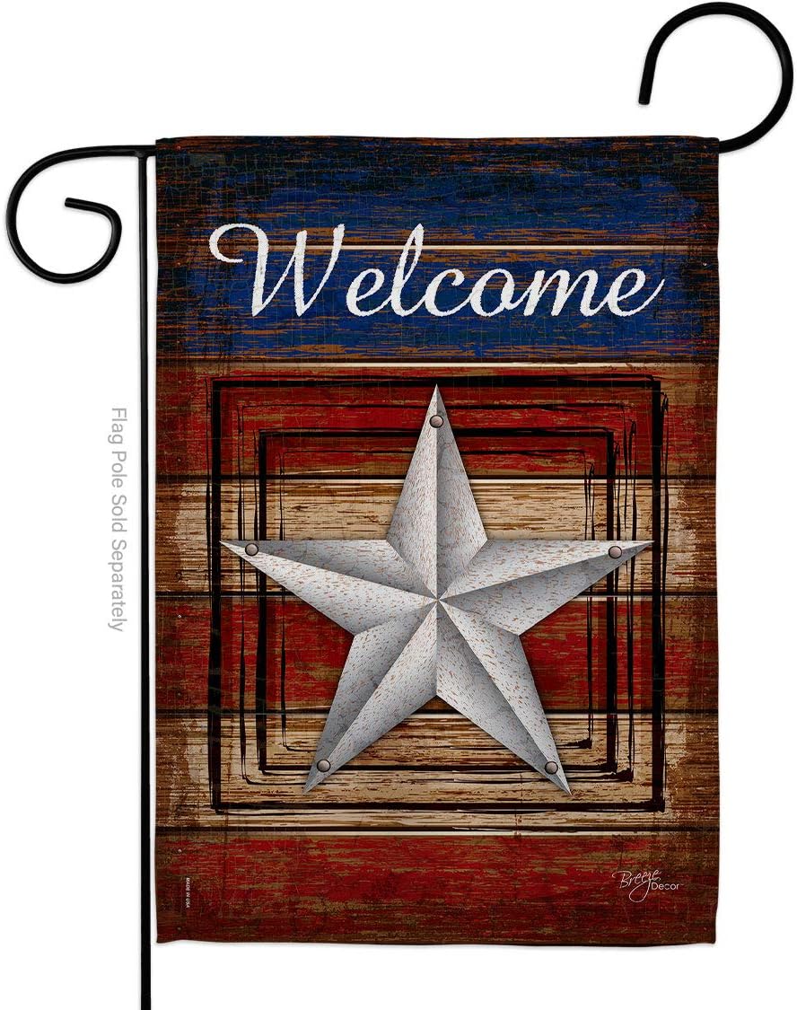Breeze Decor G161066 Welcome Vintage Americana Patriotic Impressions Decorative Vertical Garden Flag 13" x 18.5" Printed In USA Multi-Color