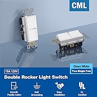 Vista 2 de CML Interruptor de Luz Decorativo de Doble Balancín, Interruptor de Pared de Paleta de Polo Simple Dual, Interruptor Eléctrico de Encendido/Apagado