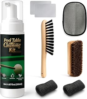 200ml Billiard Tables Cleaner Spray Set, Billiard Felt Cleaner Accessories with 2 Pool Table Brushes, 1 Steel Wire Sponge, 1 Cloth