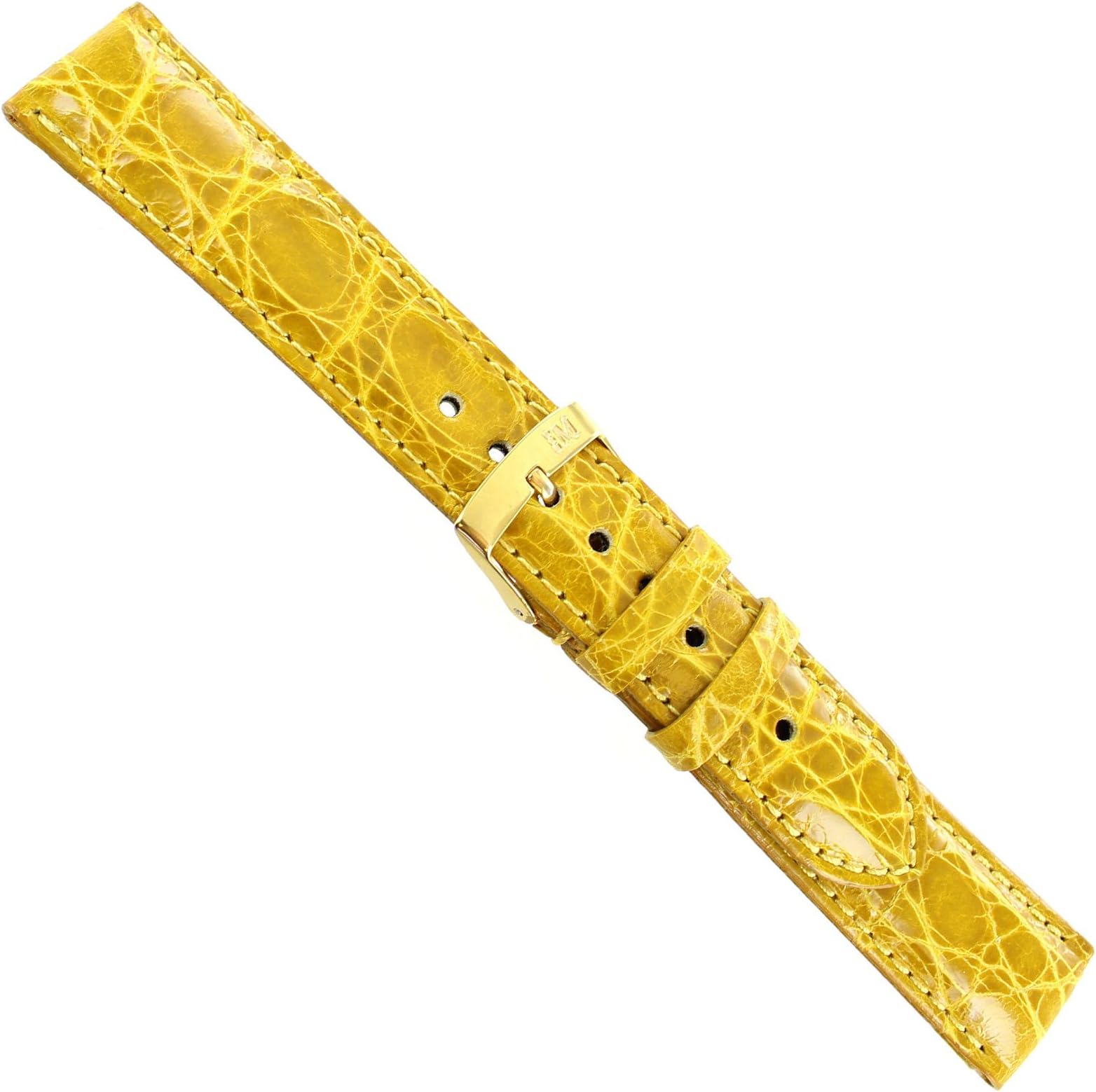 Milano Watchbands18mm Morellato Italy Yellow Genuine Crocodile Stitched & Padded Watch Band