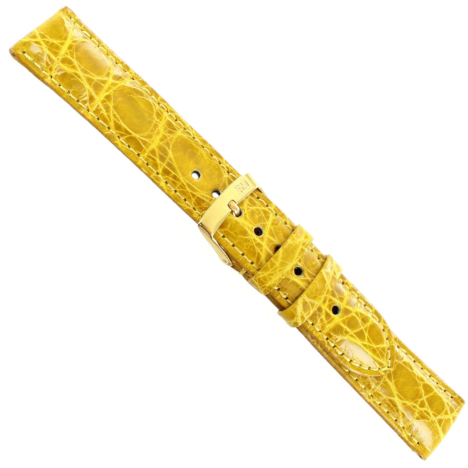 Milano Watchbands18mm Morellato Italy Yellow Genuine Crocodile Stitched & Padded Watch Band