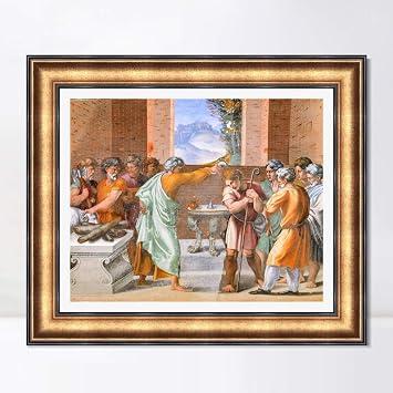 INVIN ART Framed Canvas Art Giclee Print Series#134 by Raphael/Raffaello Sanzio Wall Art Living Room Home Office DecorationsEuropean Retro Golden Frame with Linen Liner,20"x24"