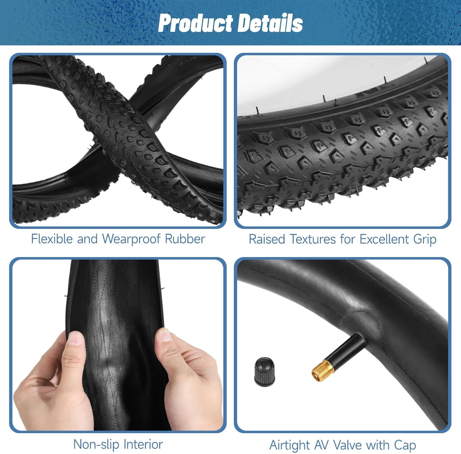 yeesport 2 Pack 18" Bike Tires 18 x 2.125/57-355 and 18 Bike Tubes Schrader Valve & Repair Kit, Shock Absorption Bicycle Tires &18x1.95 18x2.0 18x2.1 18x2.125 18x2.15 Bicycle Tubes Fit Most Kids Bikes