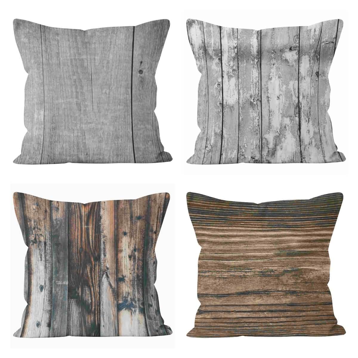 Housse de coussin humour grain de bois pour une déco de canapé originale