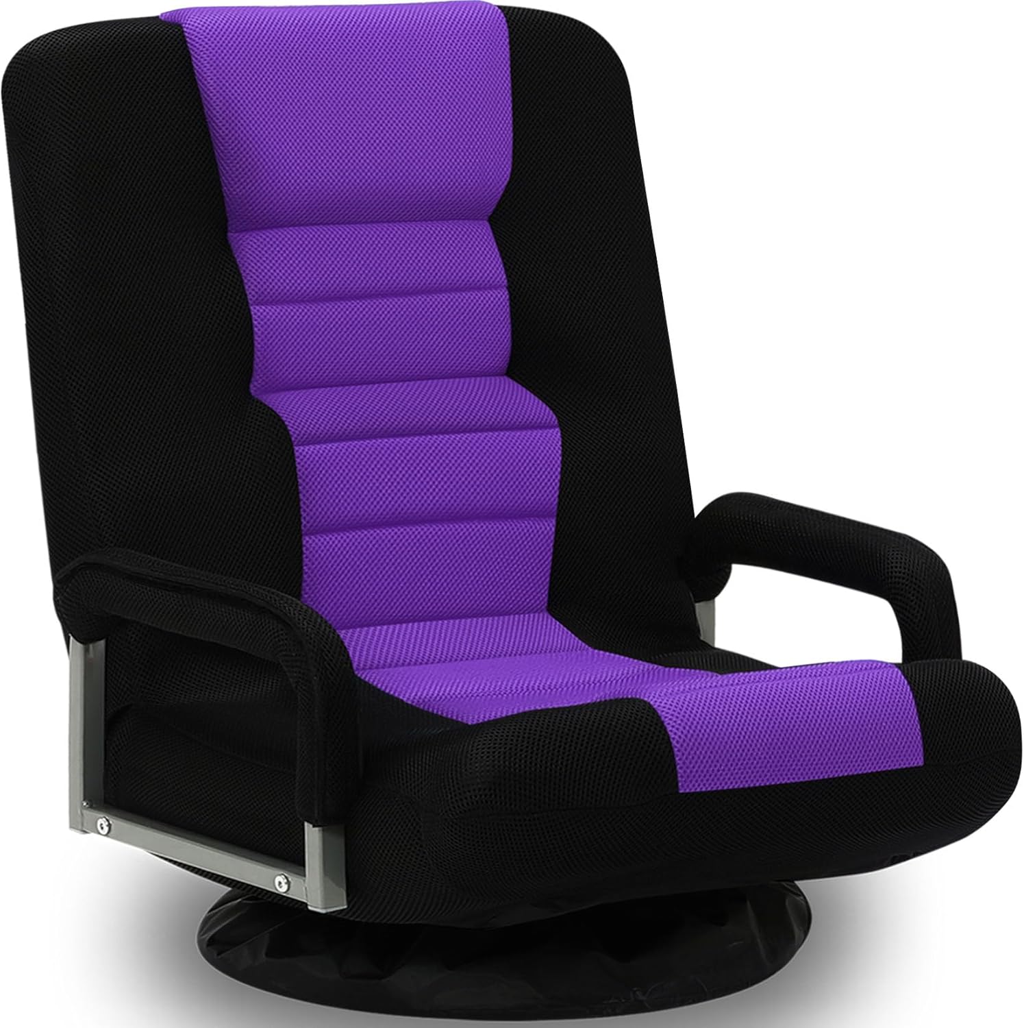 Swivel Gaming Chair Multipurpose Floor Gaming Chair for Playing Video Games, TV, Reading w/Armrest Lumbar Support & 6 Adjustable Postion Backrest for Adults,Purple